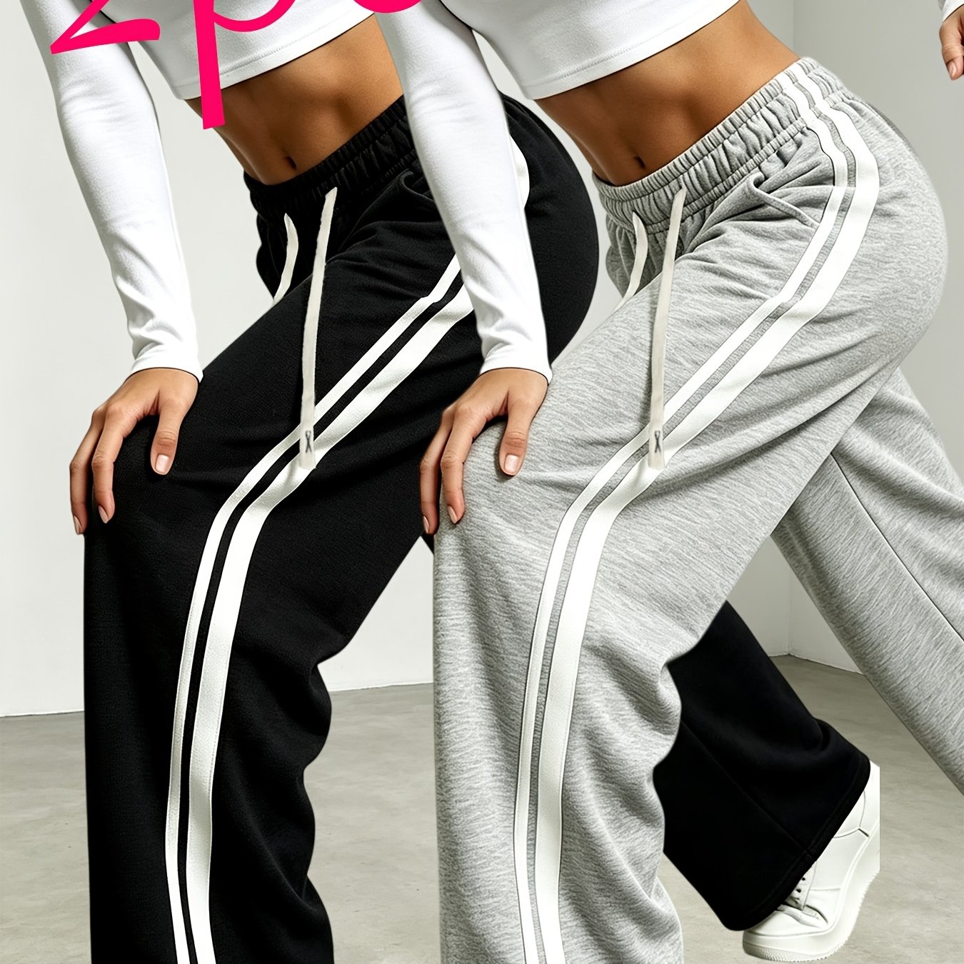TEMU 2pcs Women's Sportswear Casual Pants, Comfortable Fabric, Suitable For Daily Commuting, , And Sports