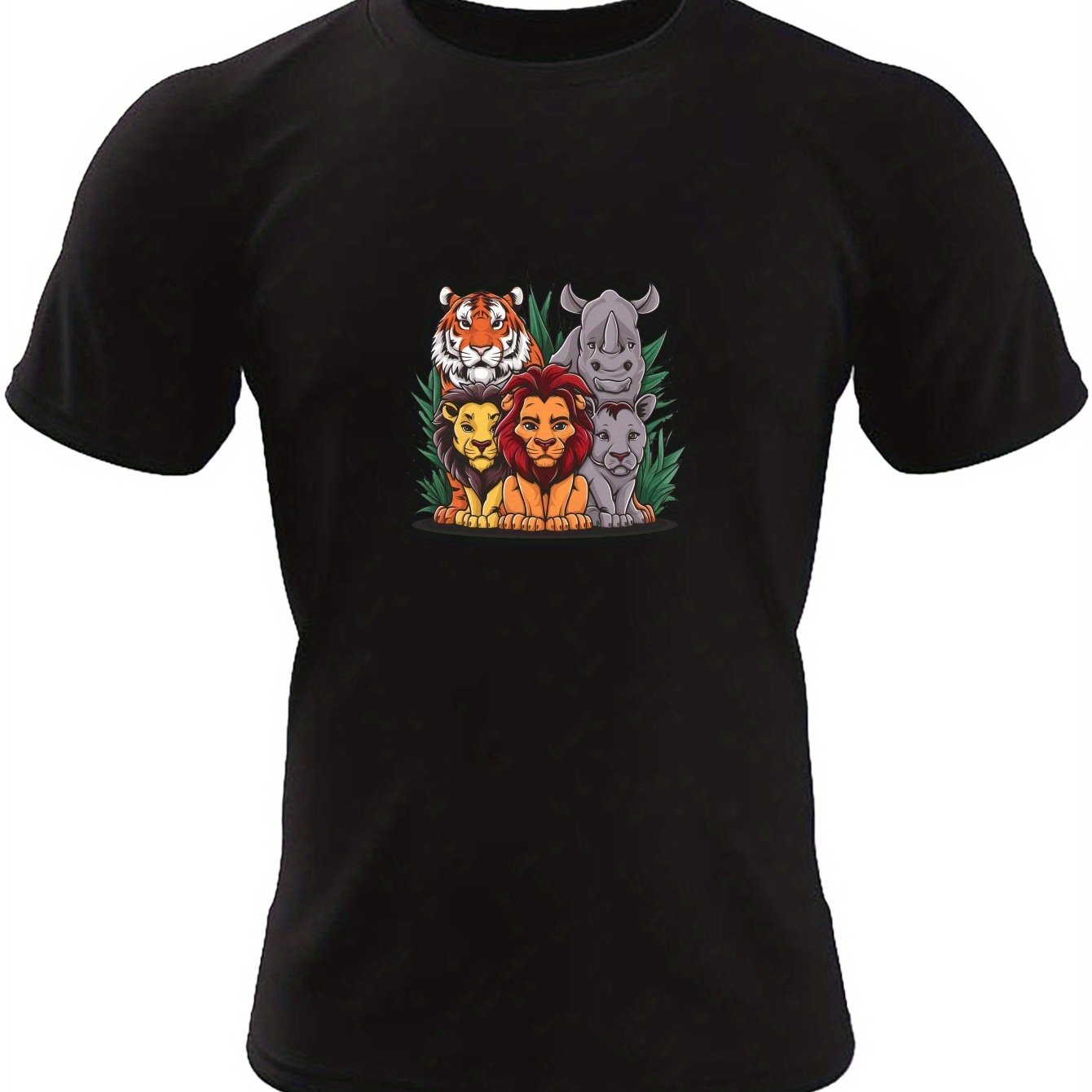 남성용 캐주얼 만화 동물 프린트 티셔츠 부드러운 폴리에스터 크루 넥 반팔 여름에 완벽함 | {region_n - Temu  Republic of Korea, image size:1340x1340