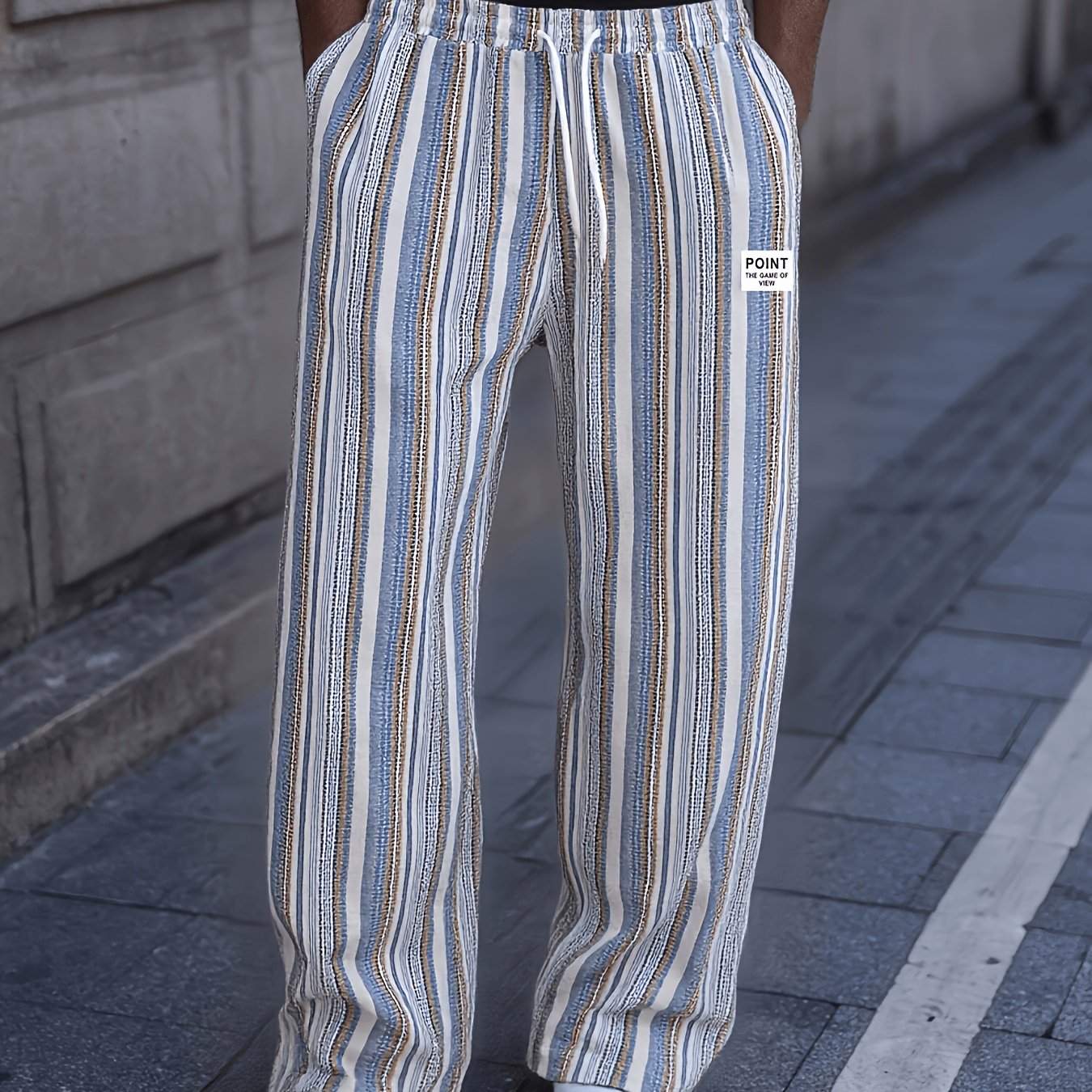 TEMU Nuovi Pantaloni da a Taglio Dritto con Stampa a Righe per , Abbigliamento Casual , Snellenti e Versatili, ed Eleganti, Durevoli, Design con
