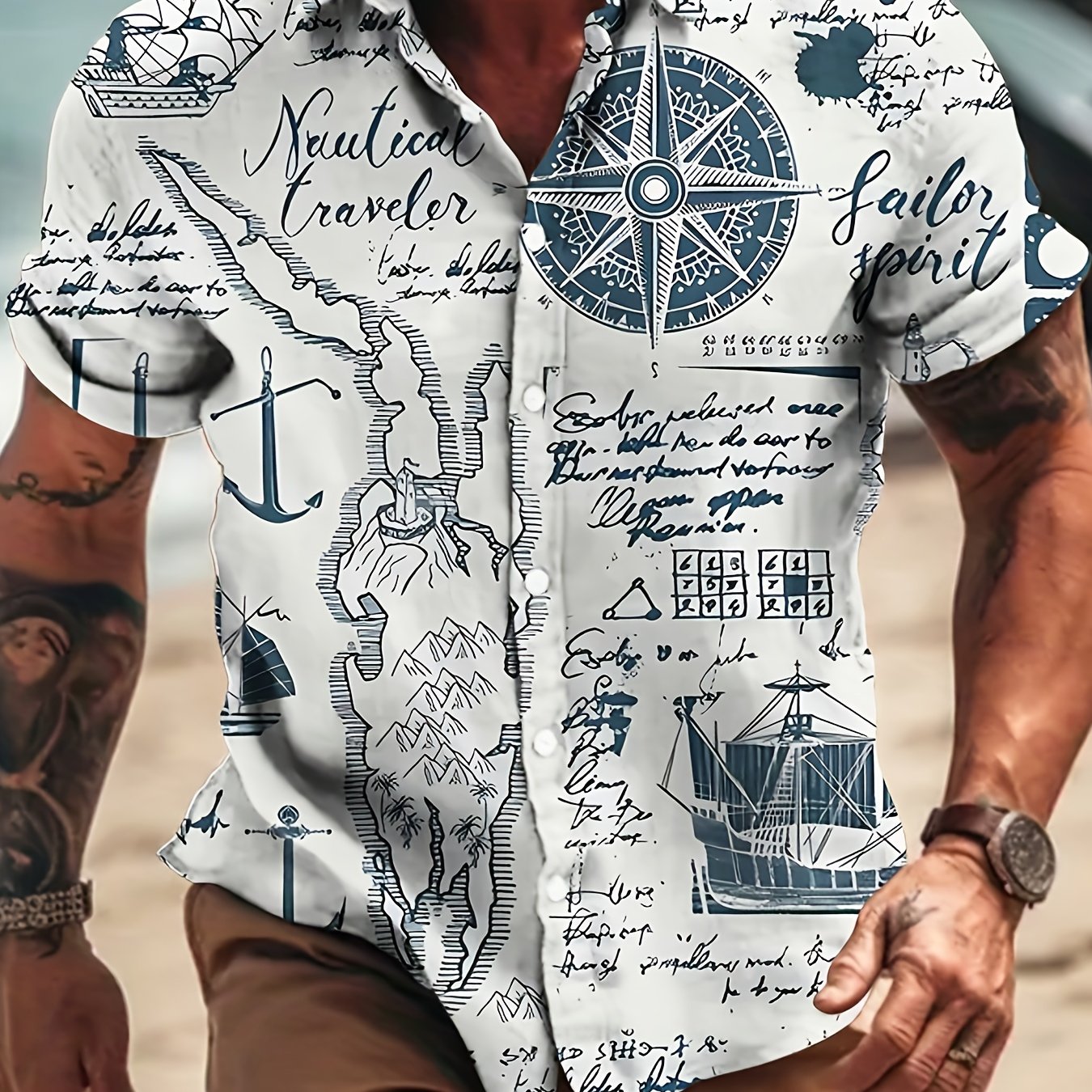 Summer New Plus Size Men's Digital Printed Shirt Hawaii Casual Short Sleeved Men's Style