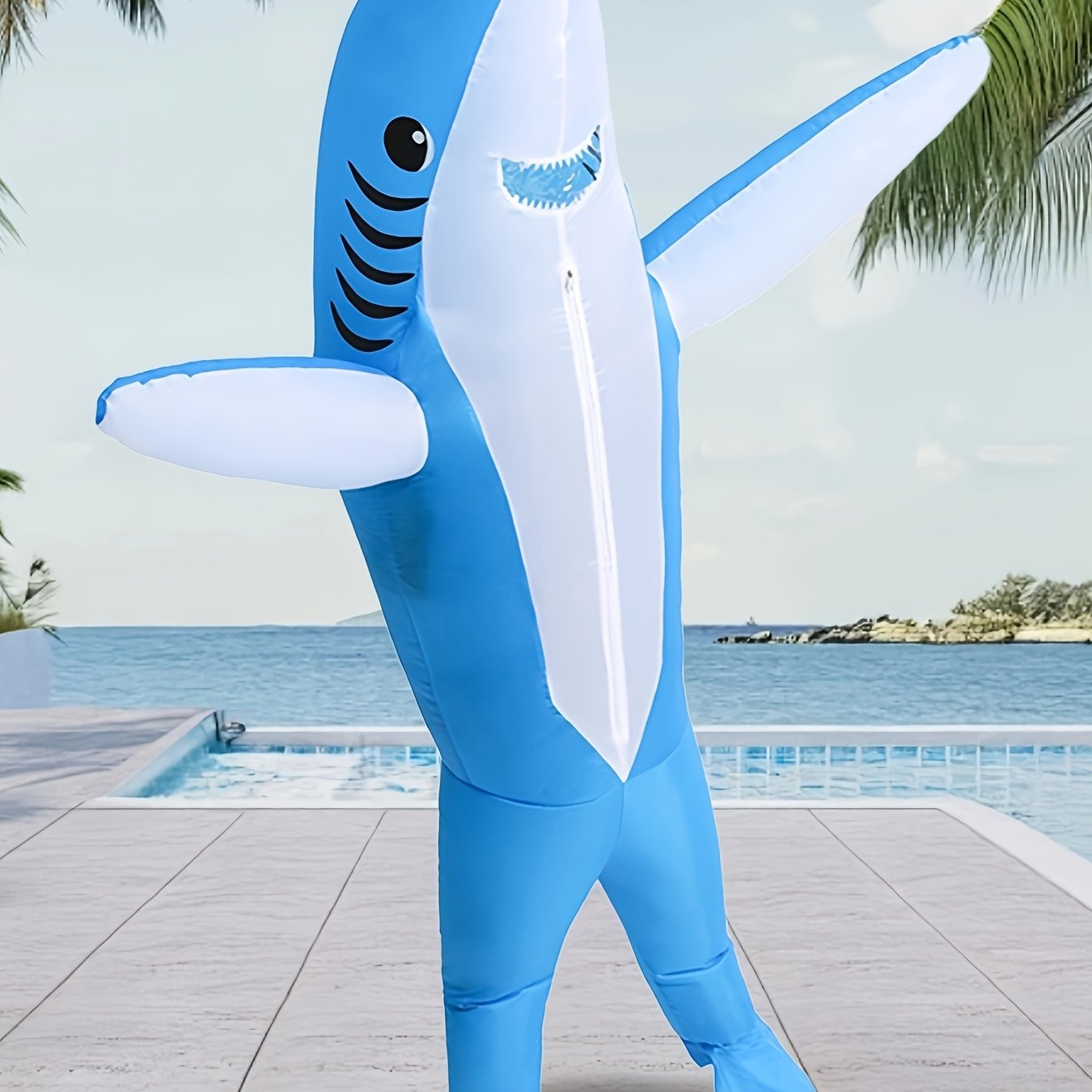 TEMU Halloween Inflatable Costume For Adults, Polyester Shark Performance Costume For Christmas, Easter, Holiday Parties, And Performance Props.