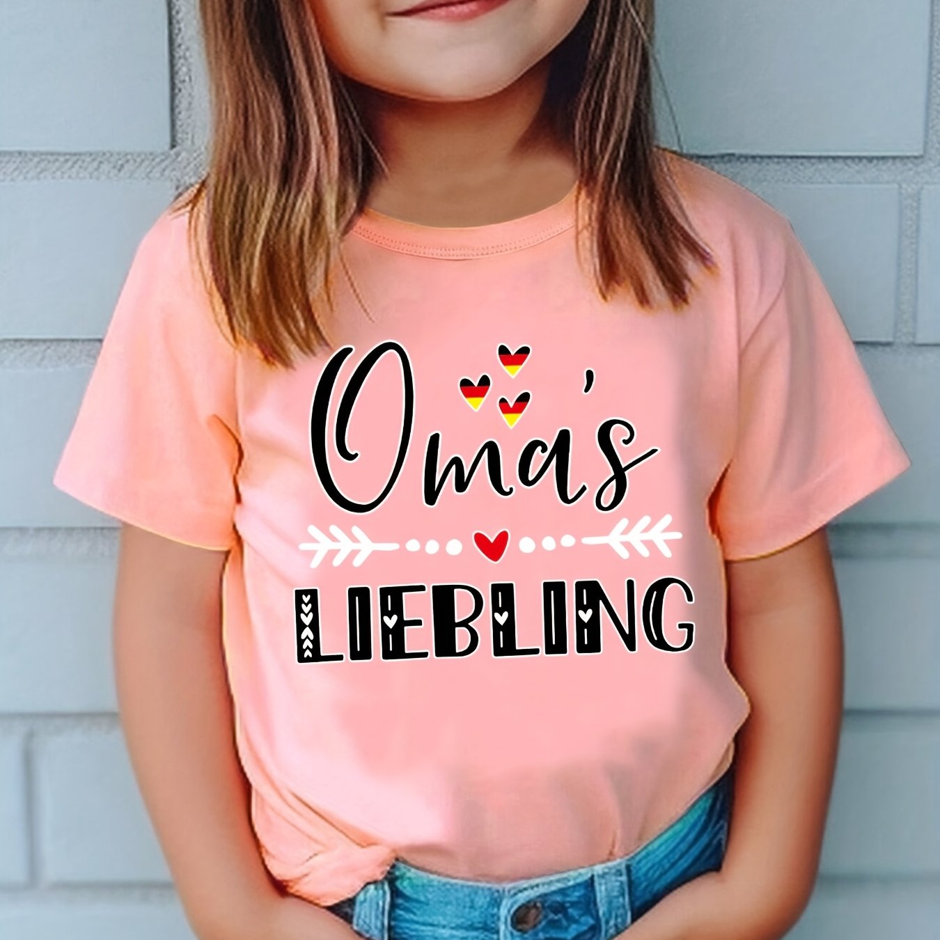 Image of Summer Fashion Girls' Short Sleeve T-shirt "oma's " Letter Versatile Top Ny-dx9079