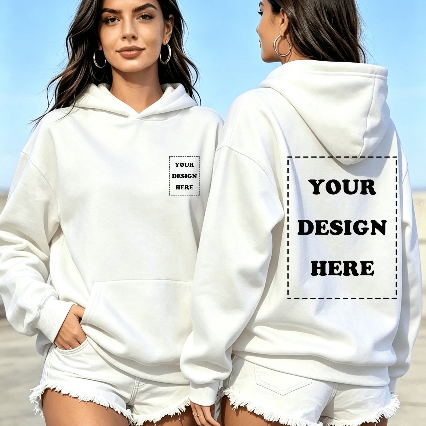 TEMU Customizable Women's Fashion Hooded Sweatshirt Pullover, Supports Private Photos/pet Patterns, Birthday Gift, Family Matching Outfits, Custom