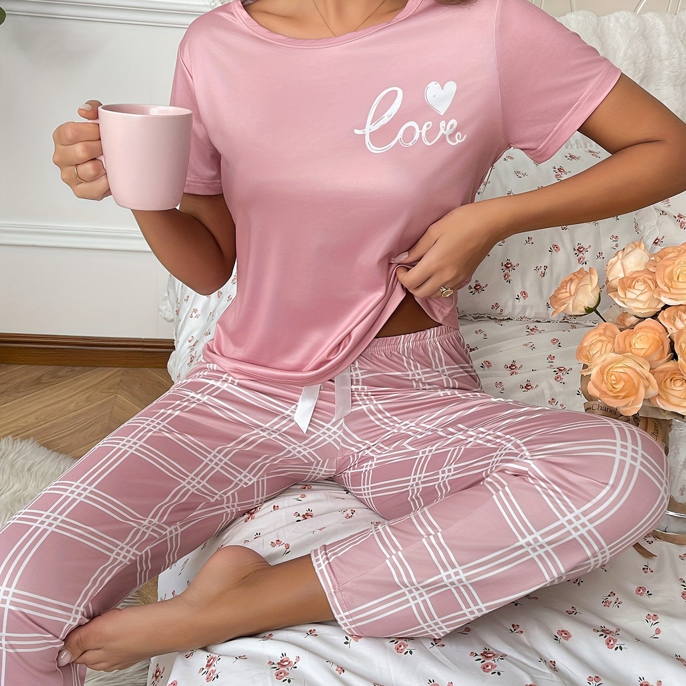Casual Women's Pink Pajama Set