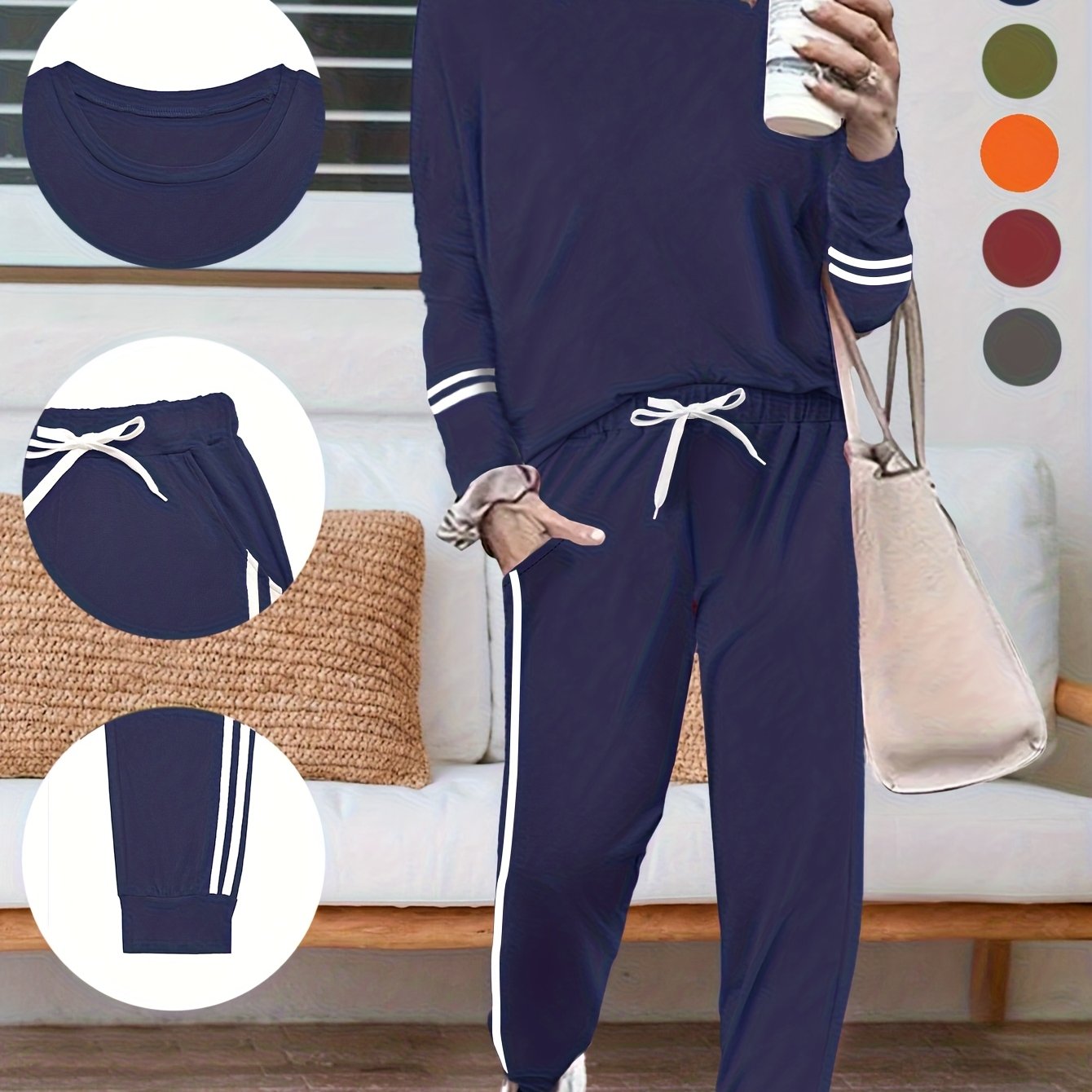 TEMU Women's Autumn/winter Set With Round Neck Long Sleeves
