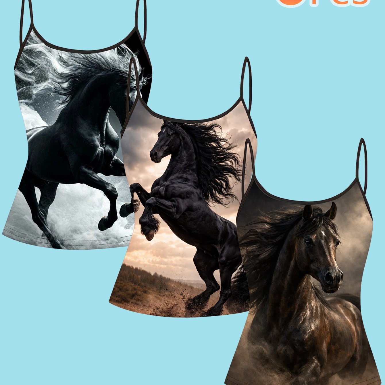 TEMU [3-pack] Horse Theme Print Women' Strap Tank Top Wild Vibe Top