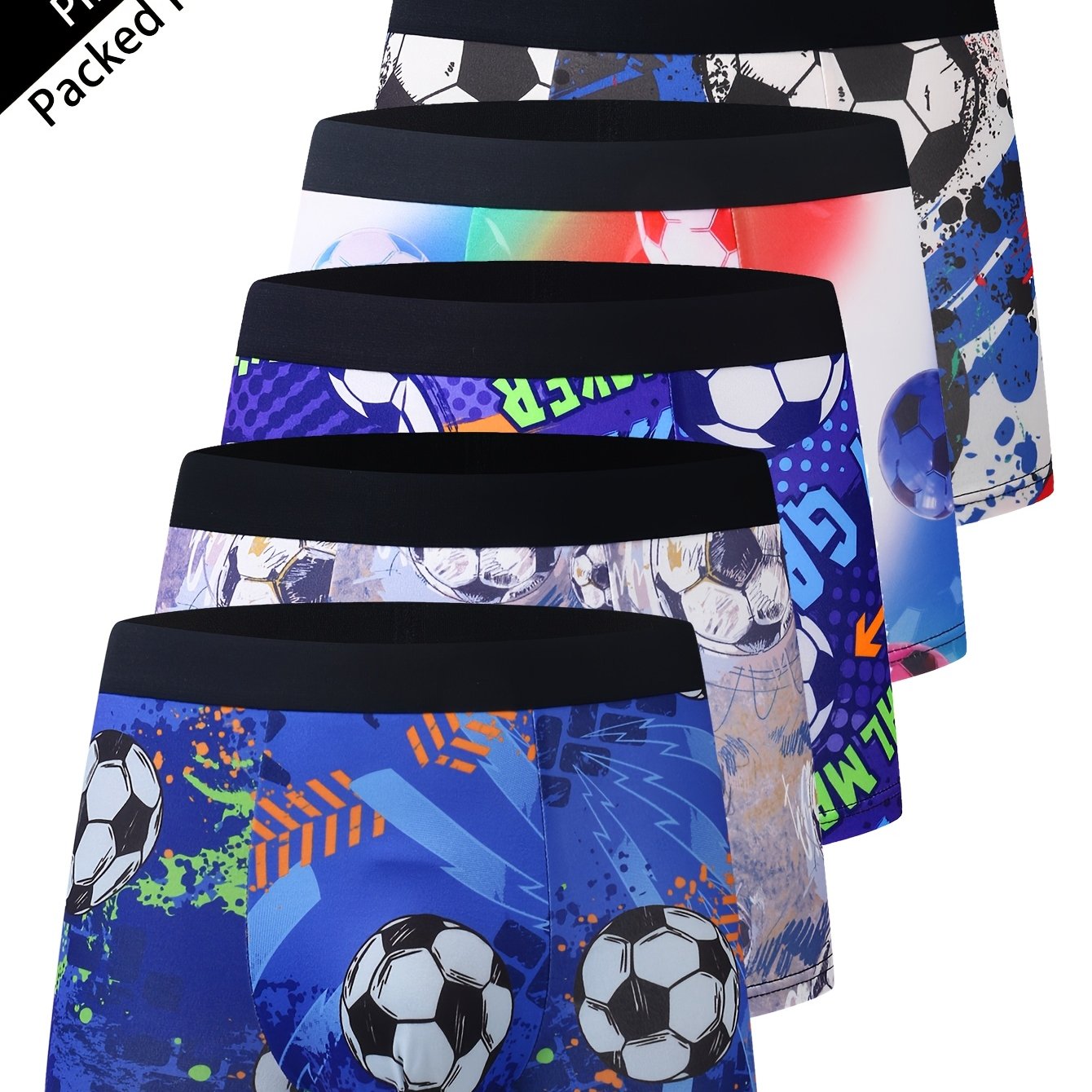 TEMU Random 5--themed Men's Briefs, Print Design, Comfortable And Breathable, Elastic Waistband For , Versatile For Sports And Daily Wear,