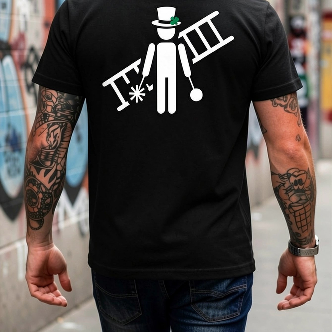 Image of Men's Crew Neck Short Sleeve T-shirt - Funny Chimney Sweep Crazy Professional Chimney T-shirt - 100% - Comfortable Fabric - Suitable For Outdoor Wear