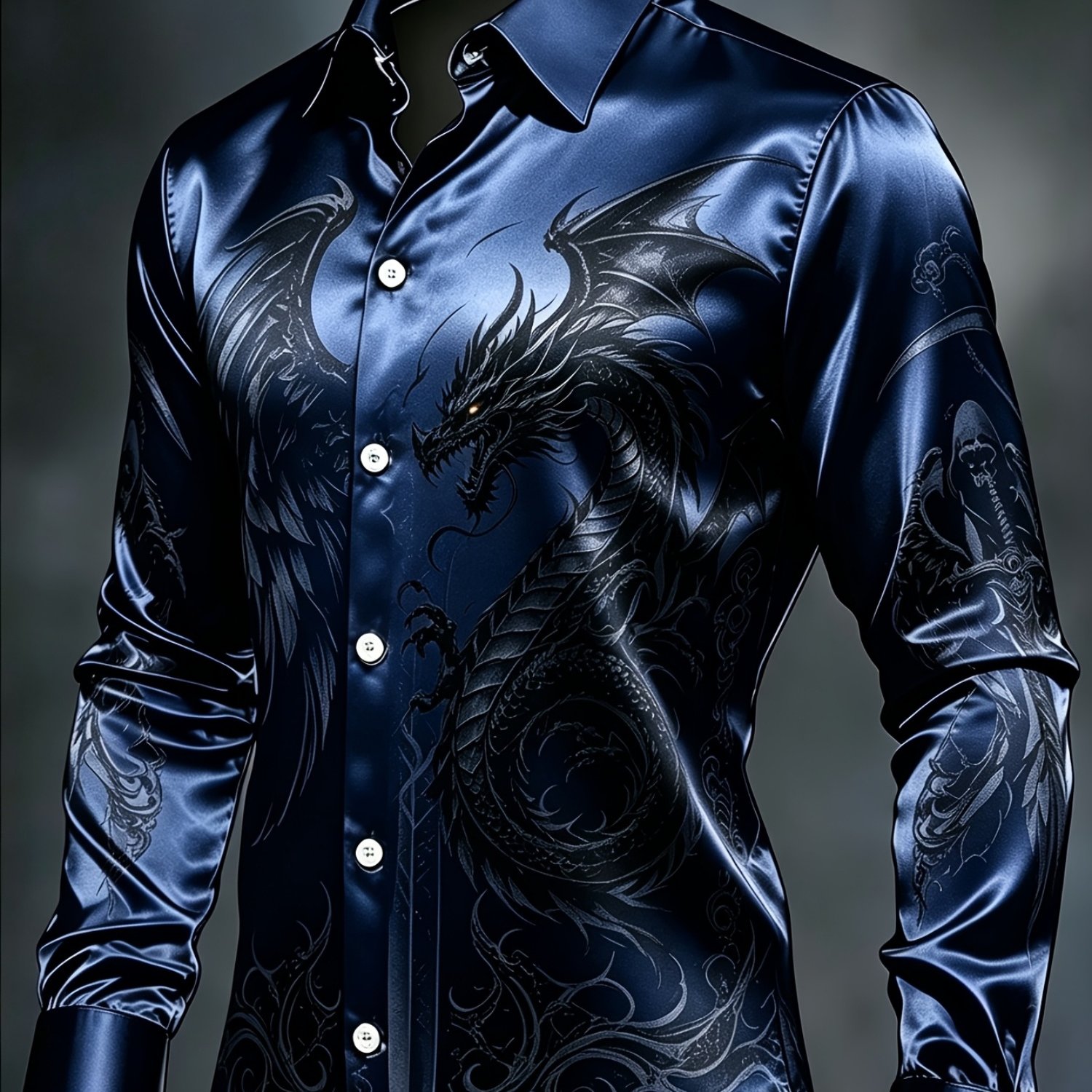 TEMU Chemise à manches longues pour homme, couleur bronze rétro, motif avec impression numérique - Haut à revers boutonné - Convient pour diverses