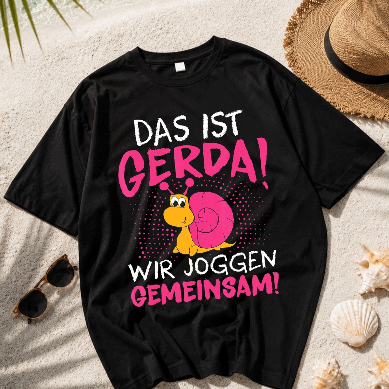 T-shirt With Snail Sport Laufen- Das Ist Gerda Wir Joggen Y2k Oversized Unisex T-shirt For Men Women Streetwear For Beach Photography& Holiday