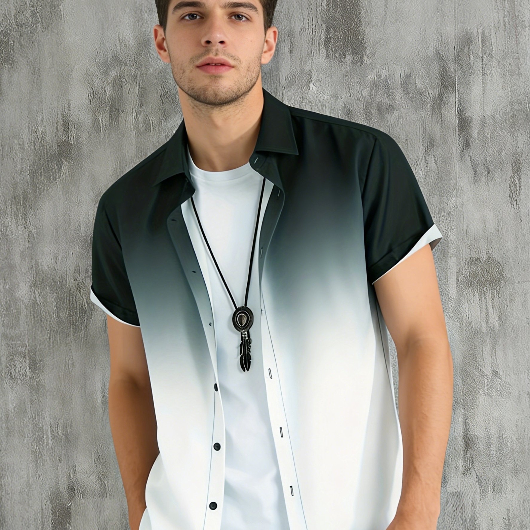 TEMU Men's Spring, Summer, And Autumn Gradient Color Casual And Comfortable , Suitable For Casual , Holidays, And Campus-style Outfits. Machine