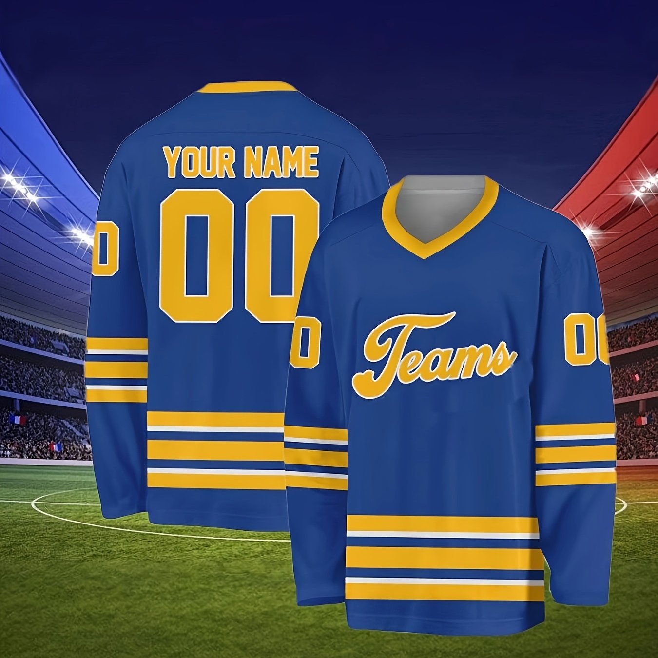 TEMU Maillot de rugby personnalisé avec nom d'équipe et numéros, tenue de hockey, vêtement pour les passionnés de sport