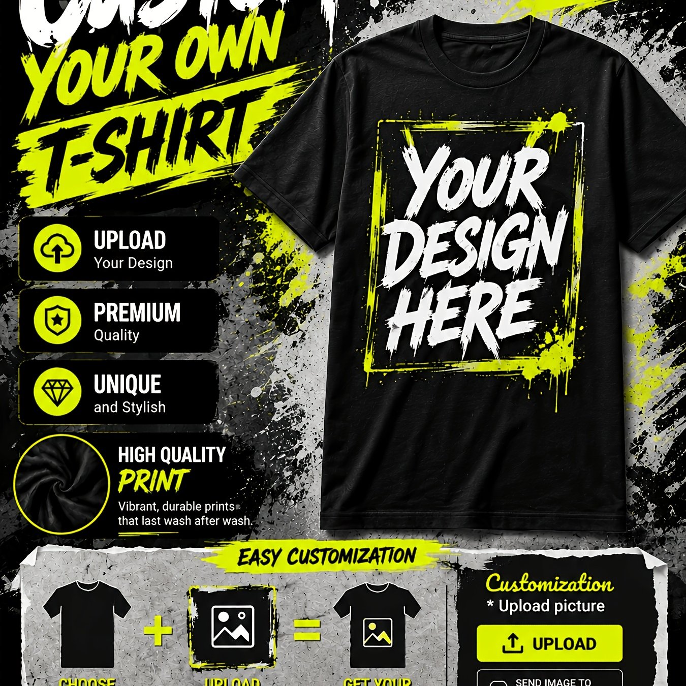TEMU Personalized Photo T-shirt Custom Printed T-shirt With Your Own Image, Diy Design Tee Shirt, Birthday Christmas Gift For Men Women Family