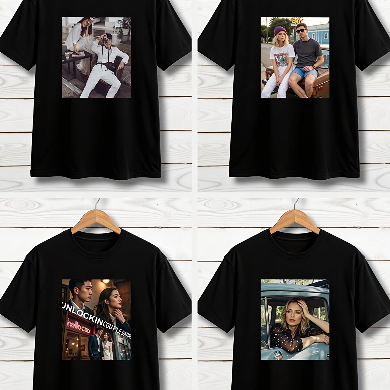 TEMU Men's Personalized Photo T-shirt - Custom Your Own Picture/text/logo - Quick-dry Breathable 150gsm Fabric - Via Phone/computer - Ideal,,