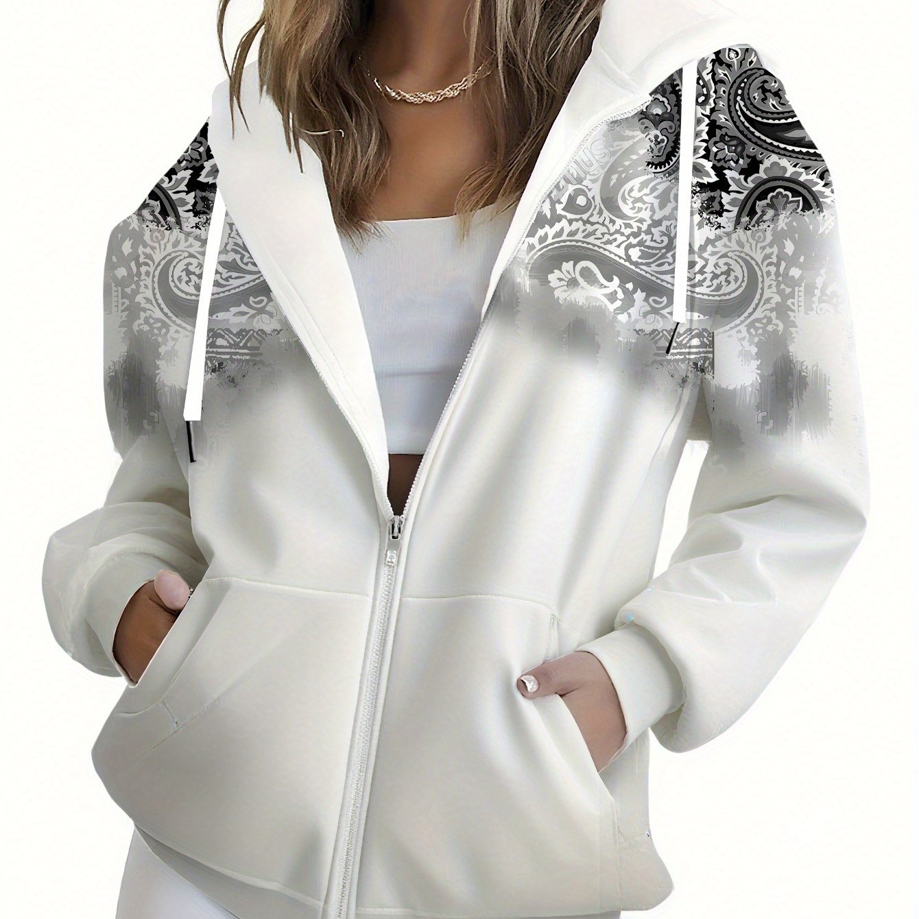 Fashionable Women's Casual Floral Pattern 3d Printed Zipper Hooded Sweatshirt Autumn And Winter Long Sleeved Jacket Sweatshirt