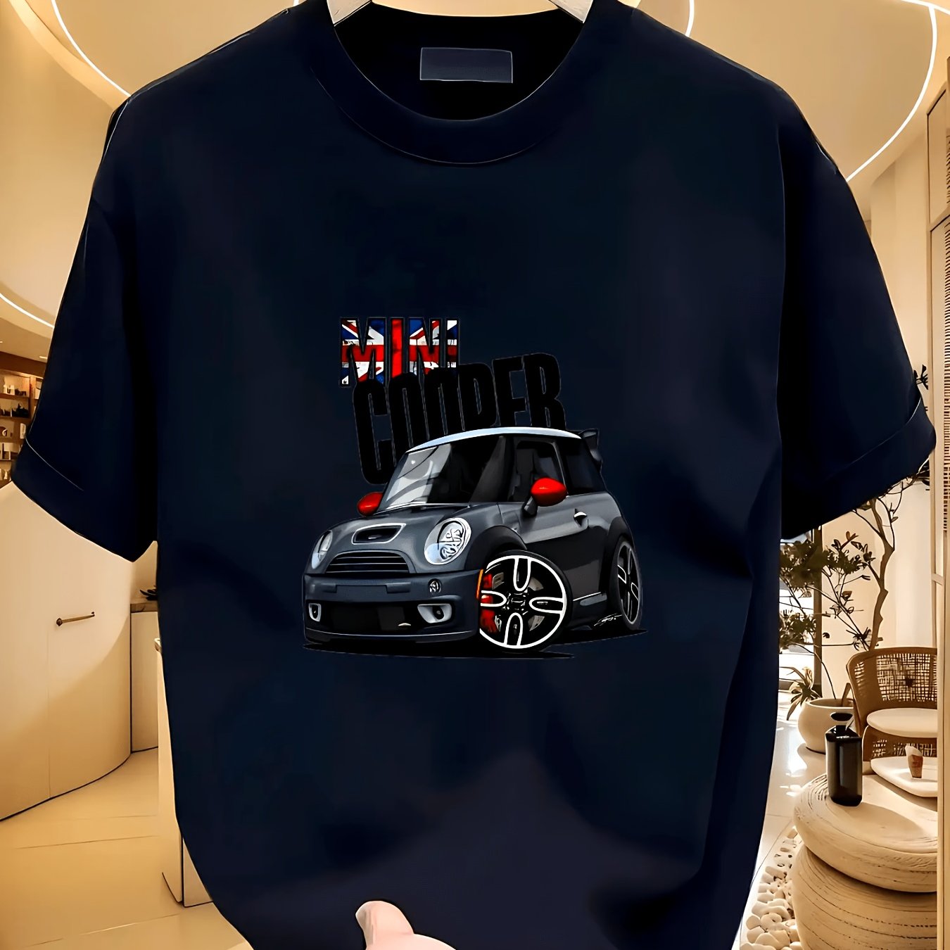 Men's Mini Jcw British Racing Car T-shirt - Heavyweight 180gsm Cotton Crew Neck Tee With Jcw Hot Hatch Logo & Iconic Design, Official Apparel Suitable For Automotive Fans, Casual Wear