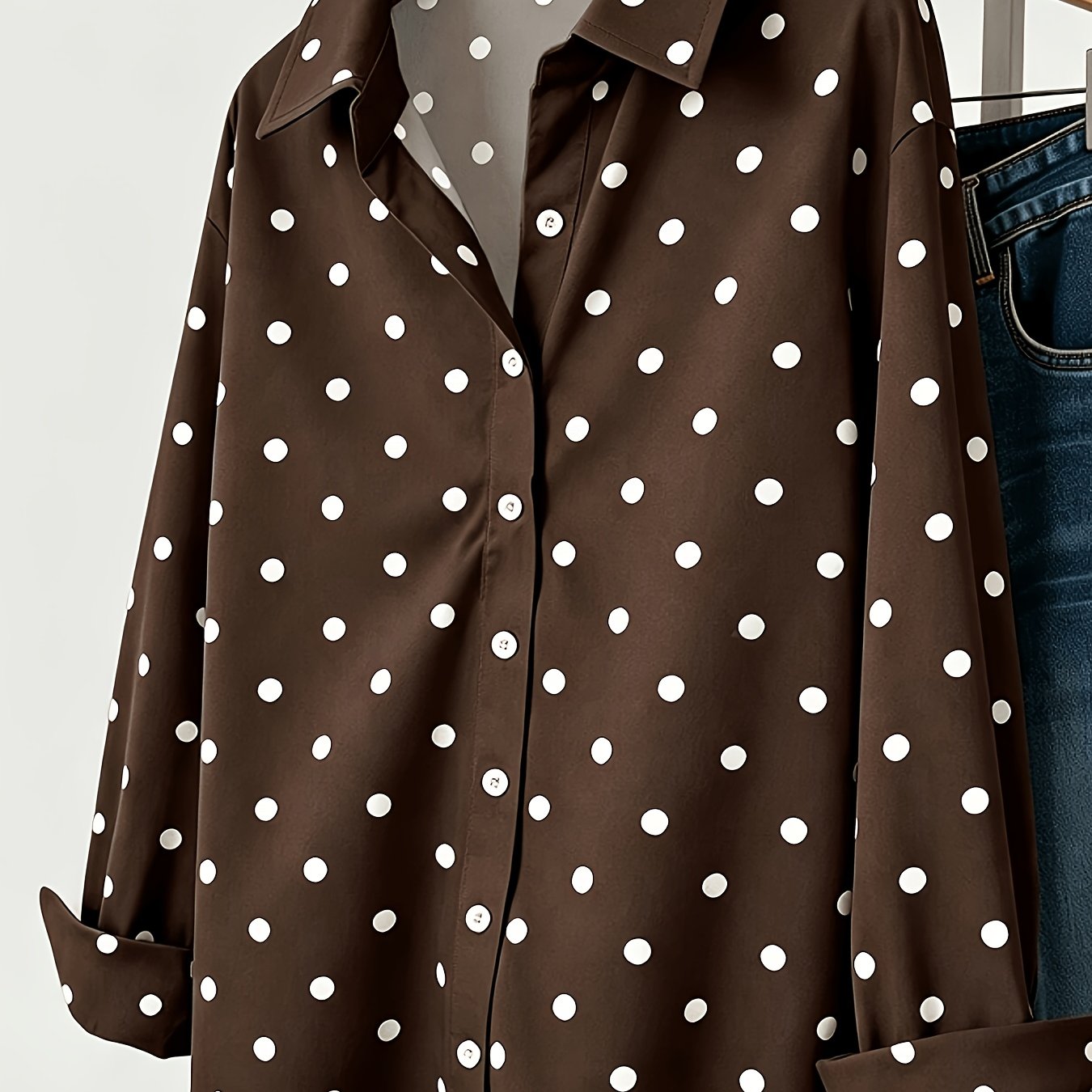 TEMU Chemise à manches longues et à pour femme , coupe avec , épaules tombantes et fluide, blouse de dessus pour les quotidiens