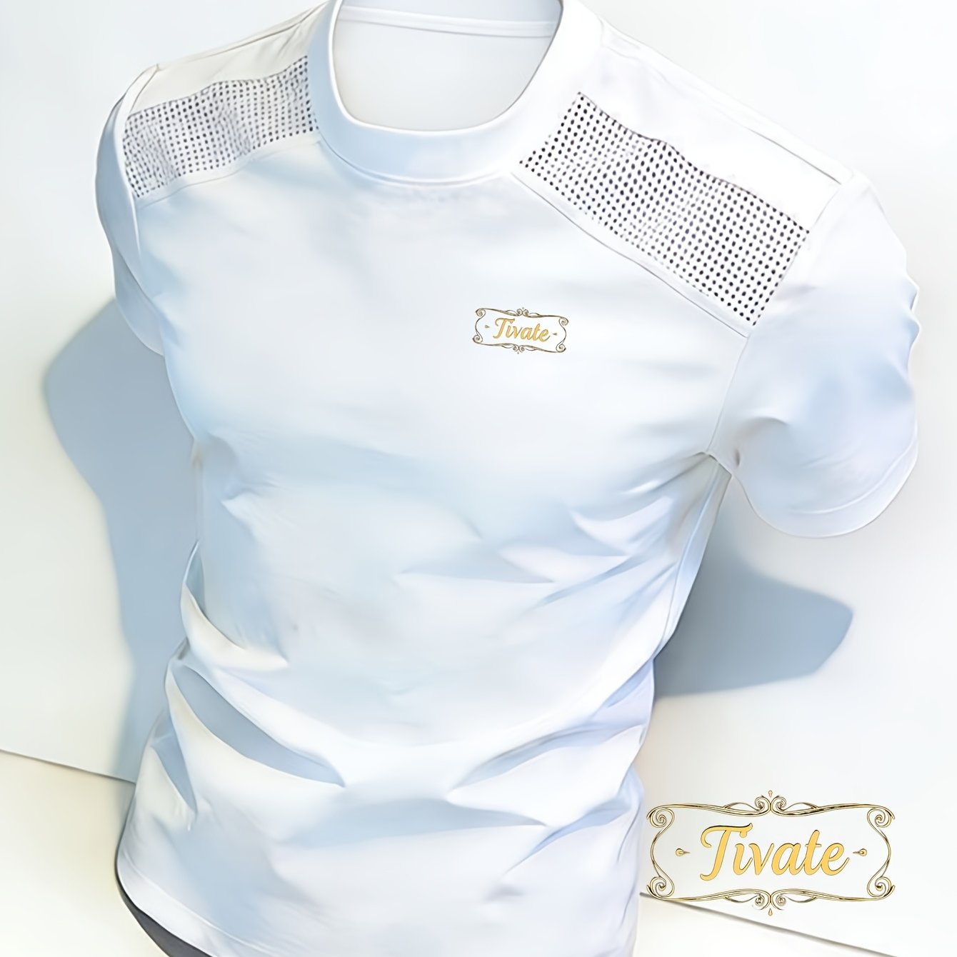 Image of Tivate Men's Graphic Shirt: Exquisite Design With Embroidered Logo. From Soft And Comfortable Fabric, This Stylish Menswear Top Is Ideal For Casual Wear, A Perfect Blend Of Fashion For A Look