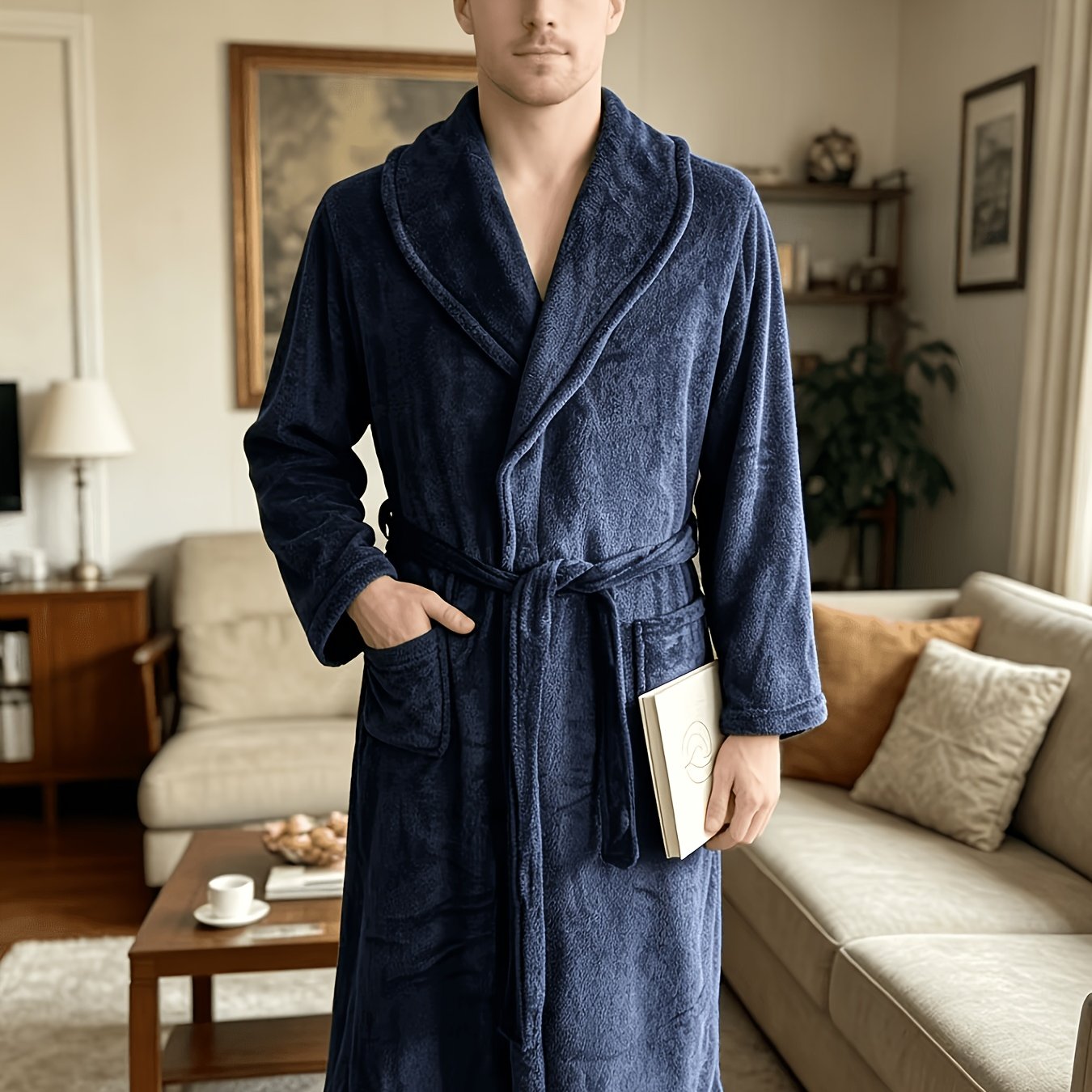 Lightweight, Soft, And Comfortable Flannel-collar Bathrobe/pajamas, Suitable For Bathrooms And Swimming Pools