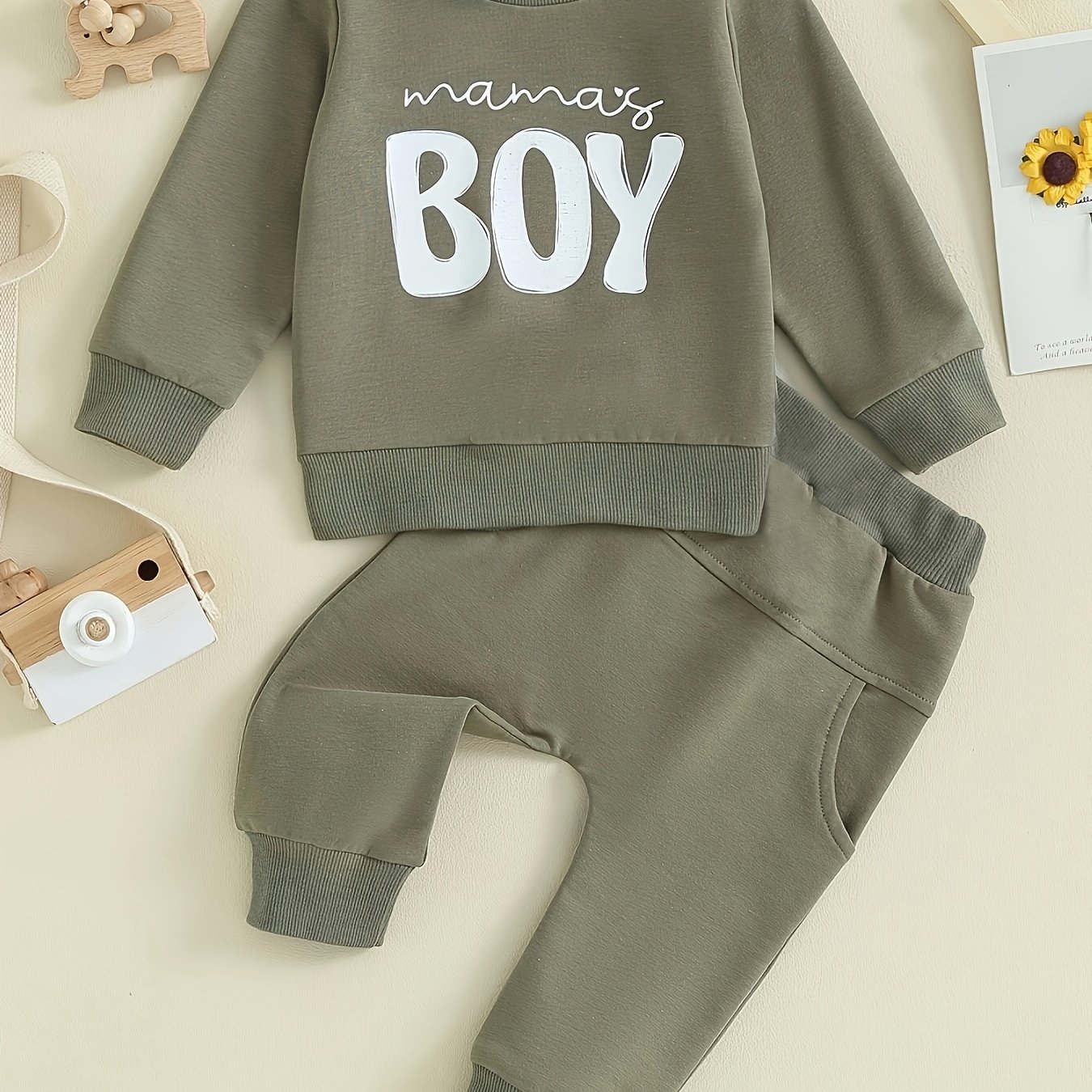 Mama's Baby 2pcs Letter Print Long Sleeve Sweatshirt And Joggers Set For Autumn, Perfect For Outdoor,boys And Girls Clothes