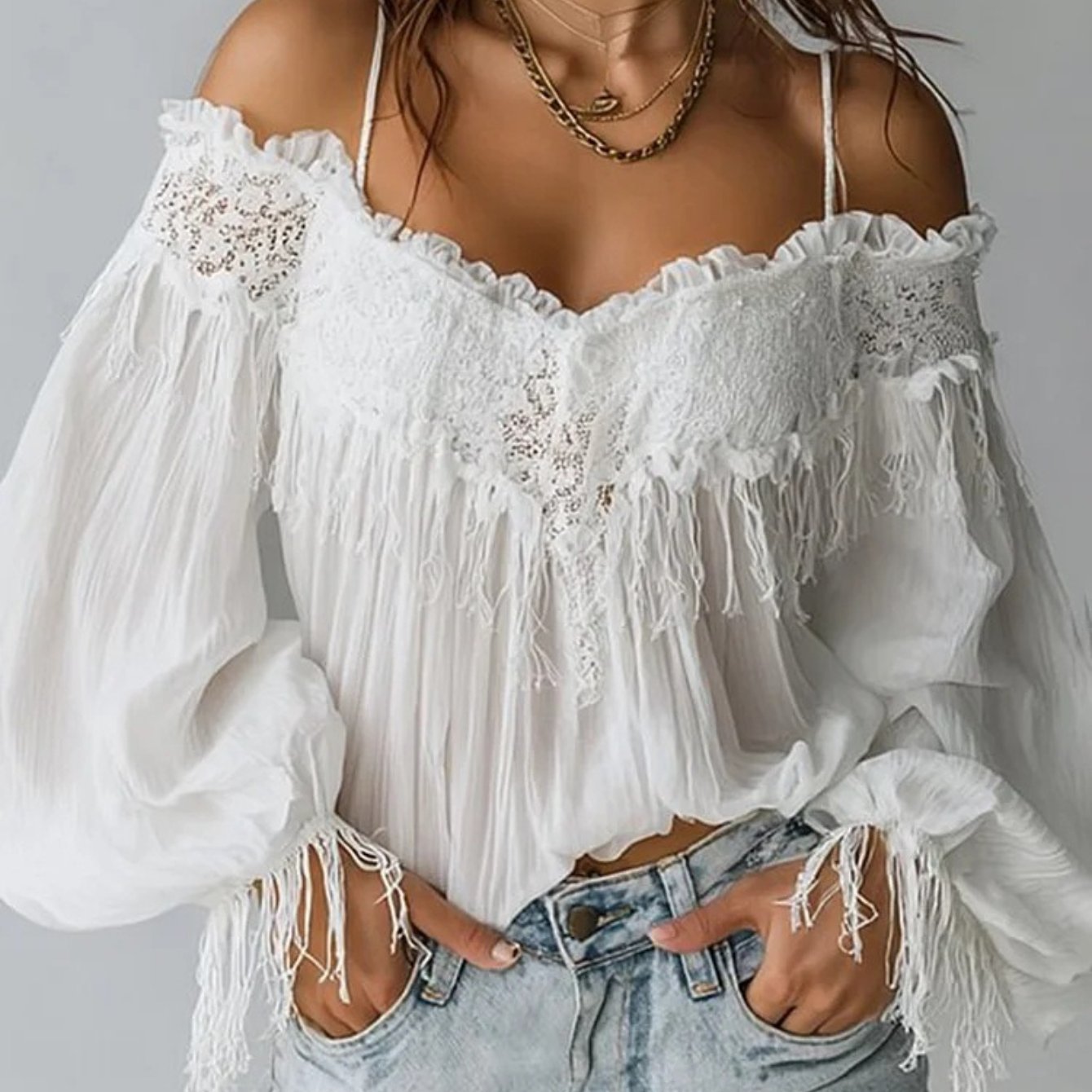 TEMU 2026 Lace Spring/ Summer New Shadow Shirt Top Women's Wear