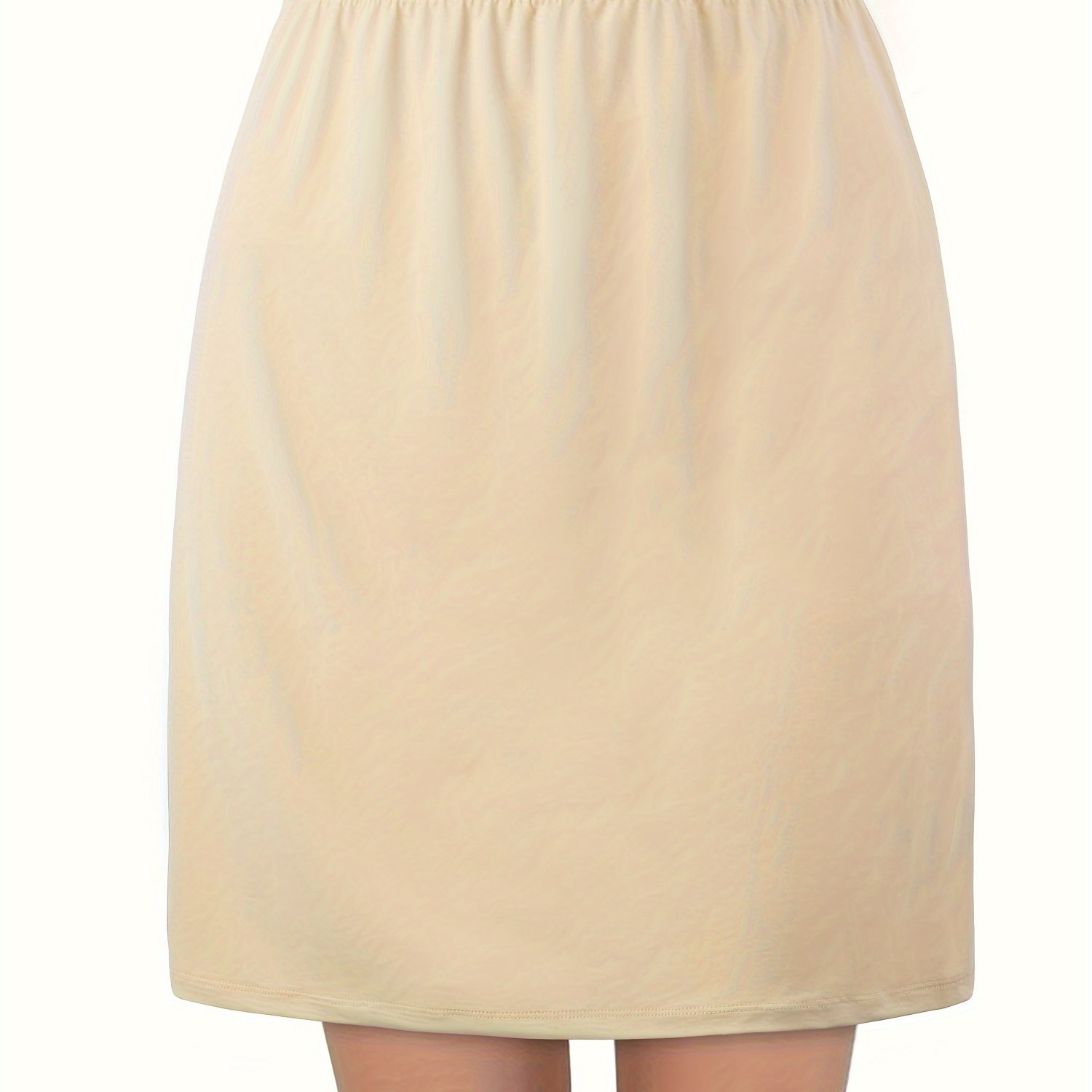 Solid Half Slip Petticoat Skirt, Elegant Mid-rise Adjustable Waist Petticoat, Women's Clothing