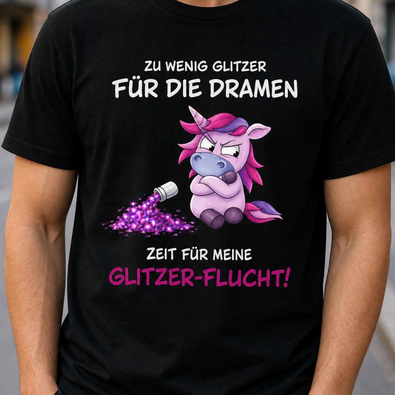 Men's Black Short Sleeve T-shirt With Funny Angry Unicorn And Glitter Graphic Crew Neck Soft Casual Wear For Daily Use Plus Size