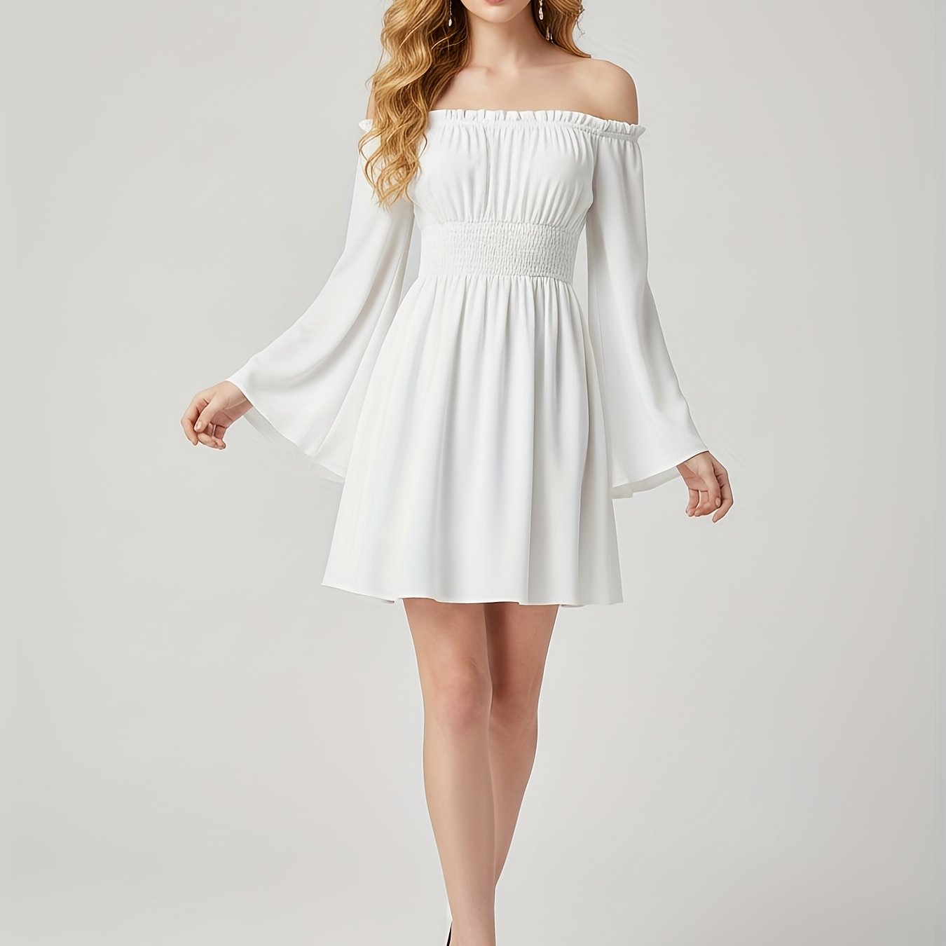 Teenager's Teen Spring/autumn -shoulder Long Sleeve Fashion Dress, For Teenager, For Teenager