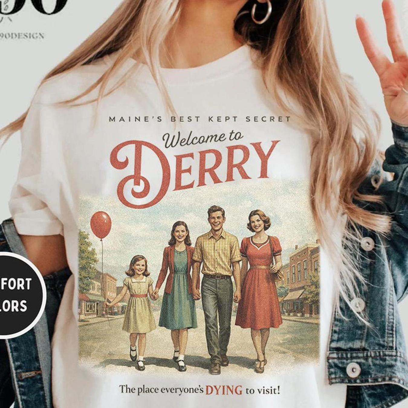 It Welcome To Derry T Shirt Vintage Horror Comic Scary Clown Inspired Retro For Fans