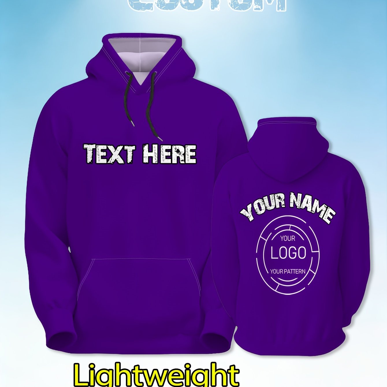 TEMU Custom Solid-color Hoodie, Customizable With Text, Logos, Or Designs, Baseball Enthusiasts And Outdoor Sports Lovers, And Makes A Perfect Gift