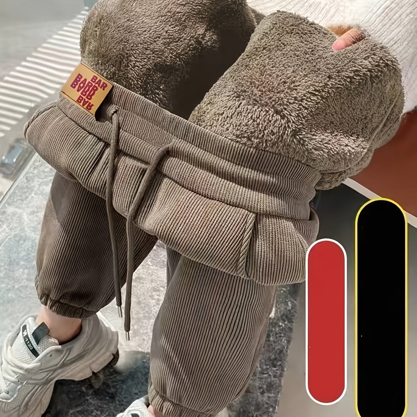 TEMU Leg Tied Pants For Women, Autumn And Winter With Thick Velvet And Warm S Pants, Plus Sweatpants, Versatile Corduroy Casual Pants For Women