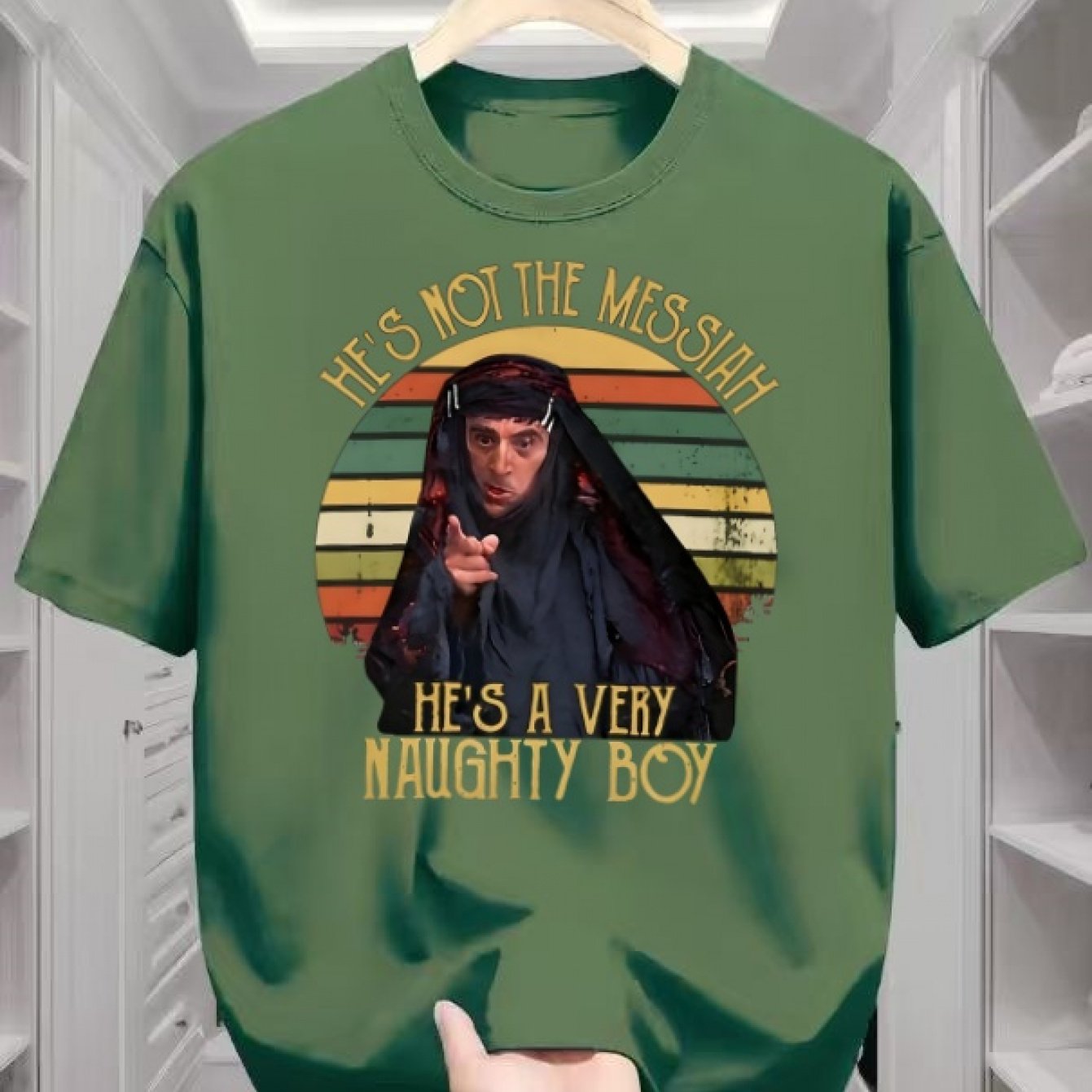 TEMU To Classic British Comedy, This Vintage-style Striped Tee Features Iconic Scene Prints From , With The Humorous Slogan "he's Not The " A Touch.