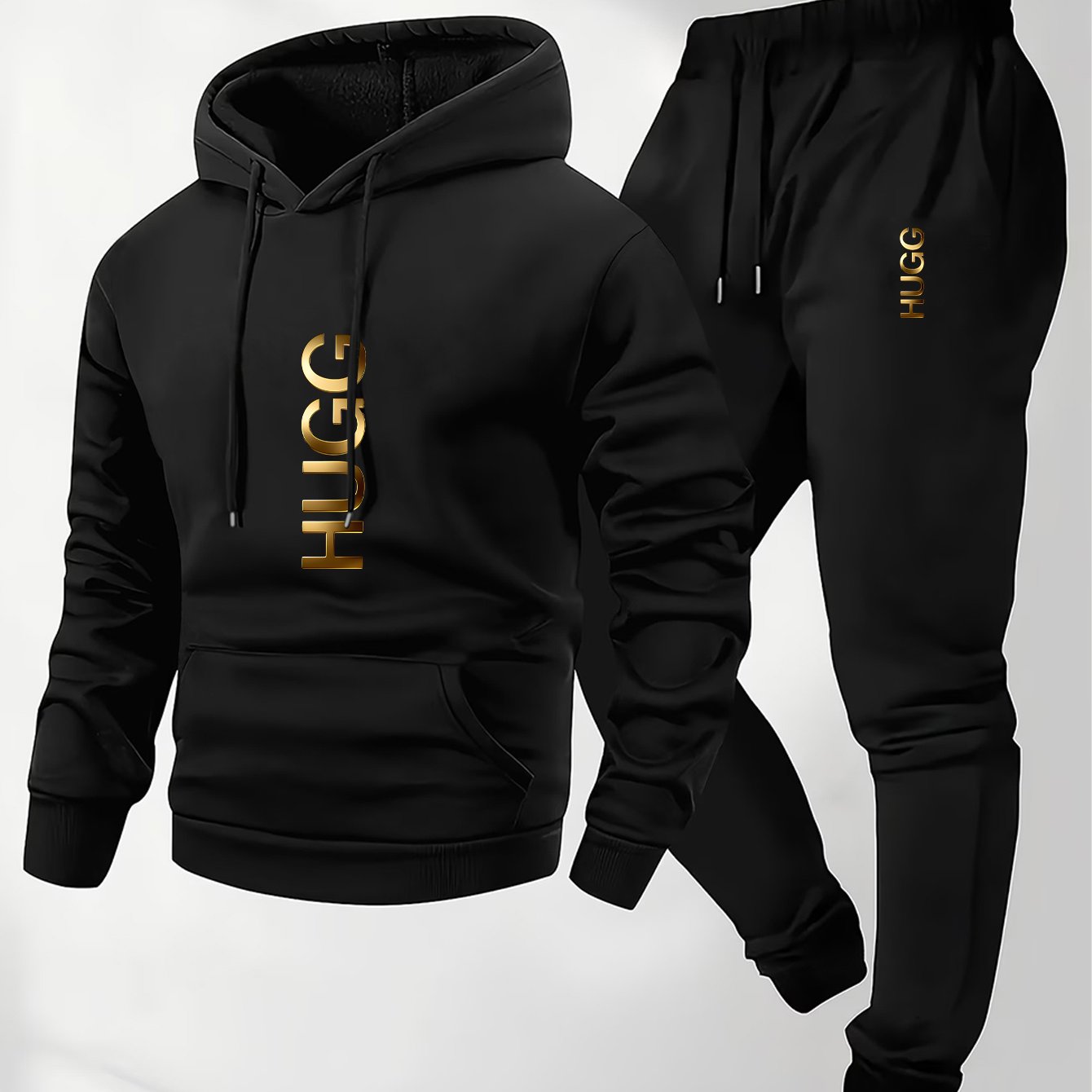 TEMU Printed 2pcs Men's Casual Drawstring Sweatshirt Hoodie Tracksuit, New Autumn/winter Top Hooded Sweatshirt And Long Pants Set