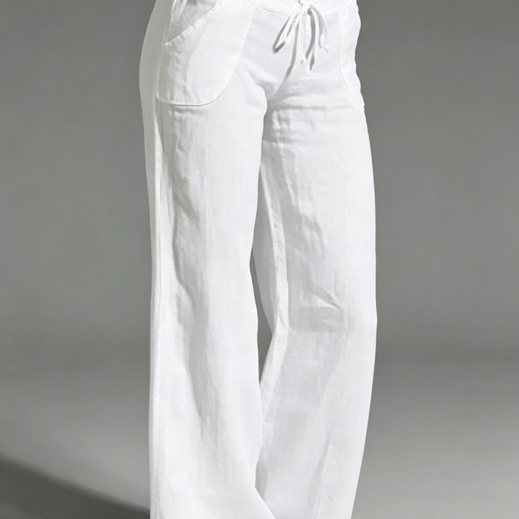 TEMU New Women's Casual Linen Texture Loose Soft Pocket Pants, Spring, Summer, Autumn Women's Clothing 552#