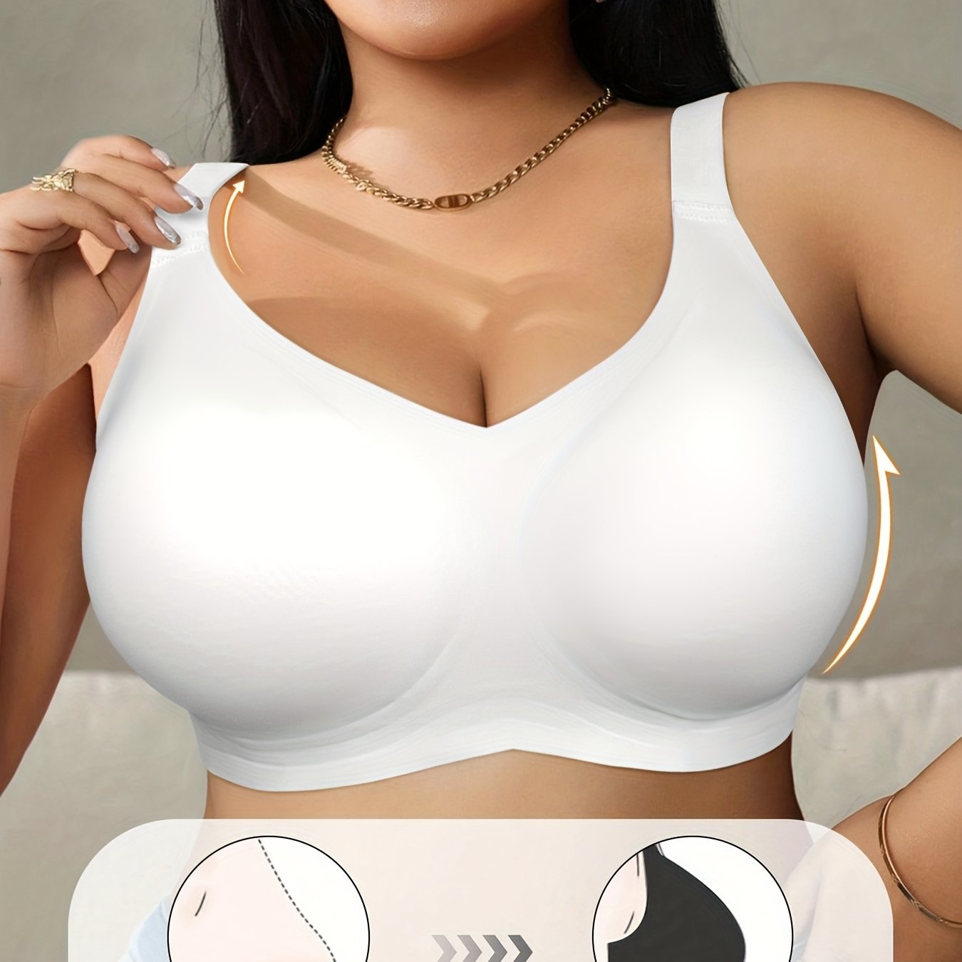 Image of Plus Size Seamless Wireless Bra, Athletic Casual Solid Color Women's Bra, Comfortable Underwear, Easy Elegant Design