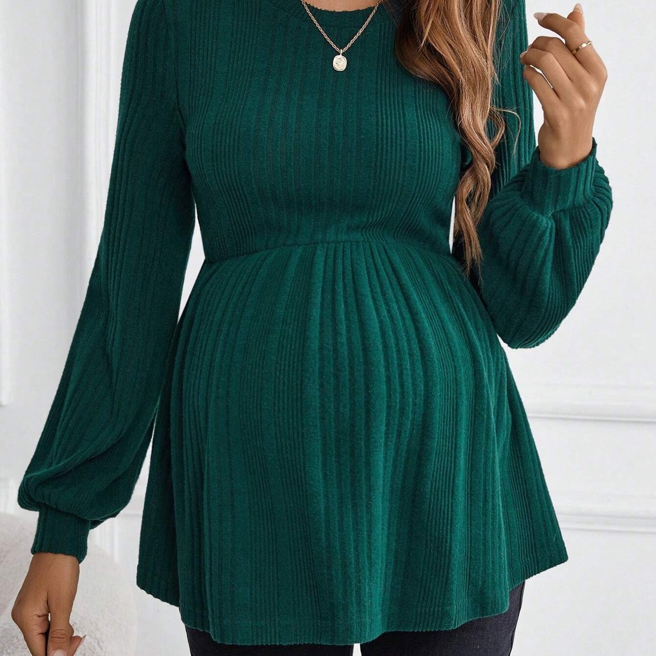 Image of Pregnant Women's Casual T-sleeve Comfortable Autumn Blouse Workwear Maternity Wear Autumn Long Sleeve Base Layer