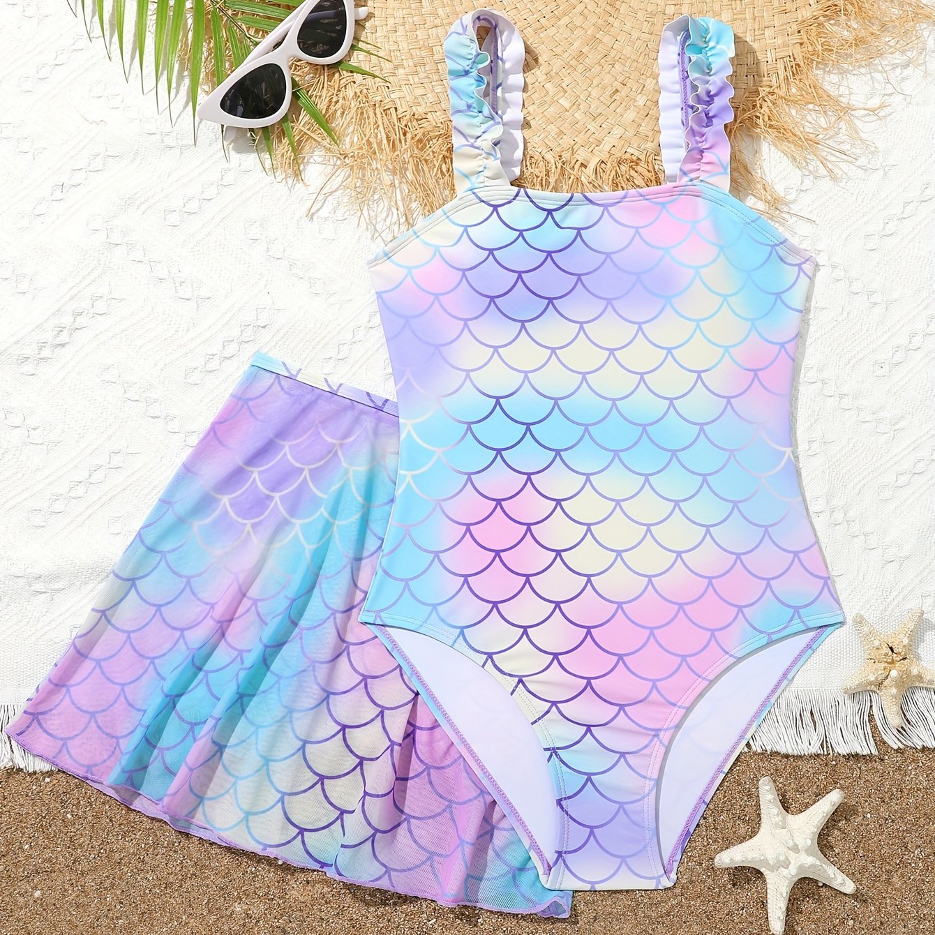 2pcs Scale Minimalist Girls' Bikini Set