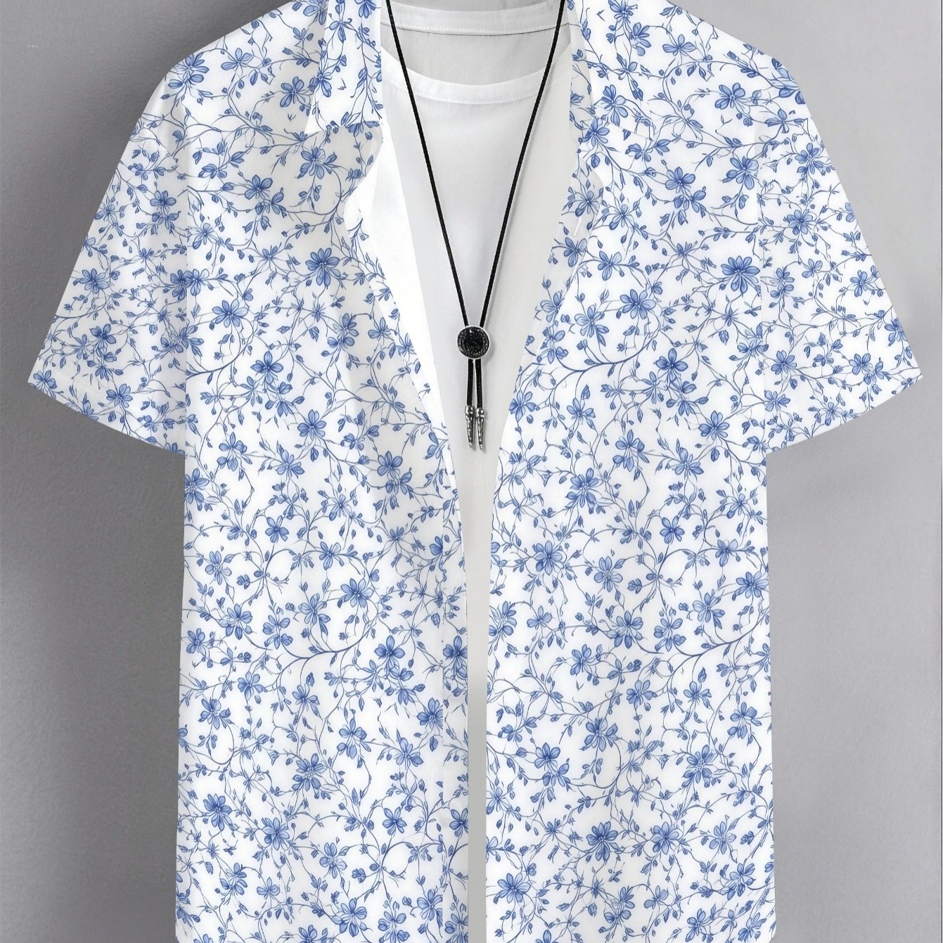 Image of Men's Casual Geometric Pattern Printed Short-sleeved Shirt, Lapel Casual Beach Top, Suitable For Wearing During Holidays. Daily Outfit