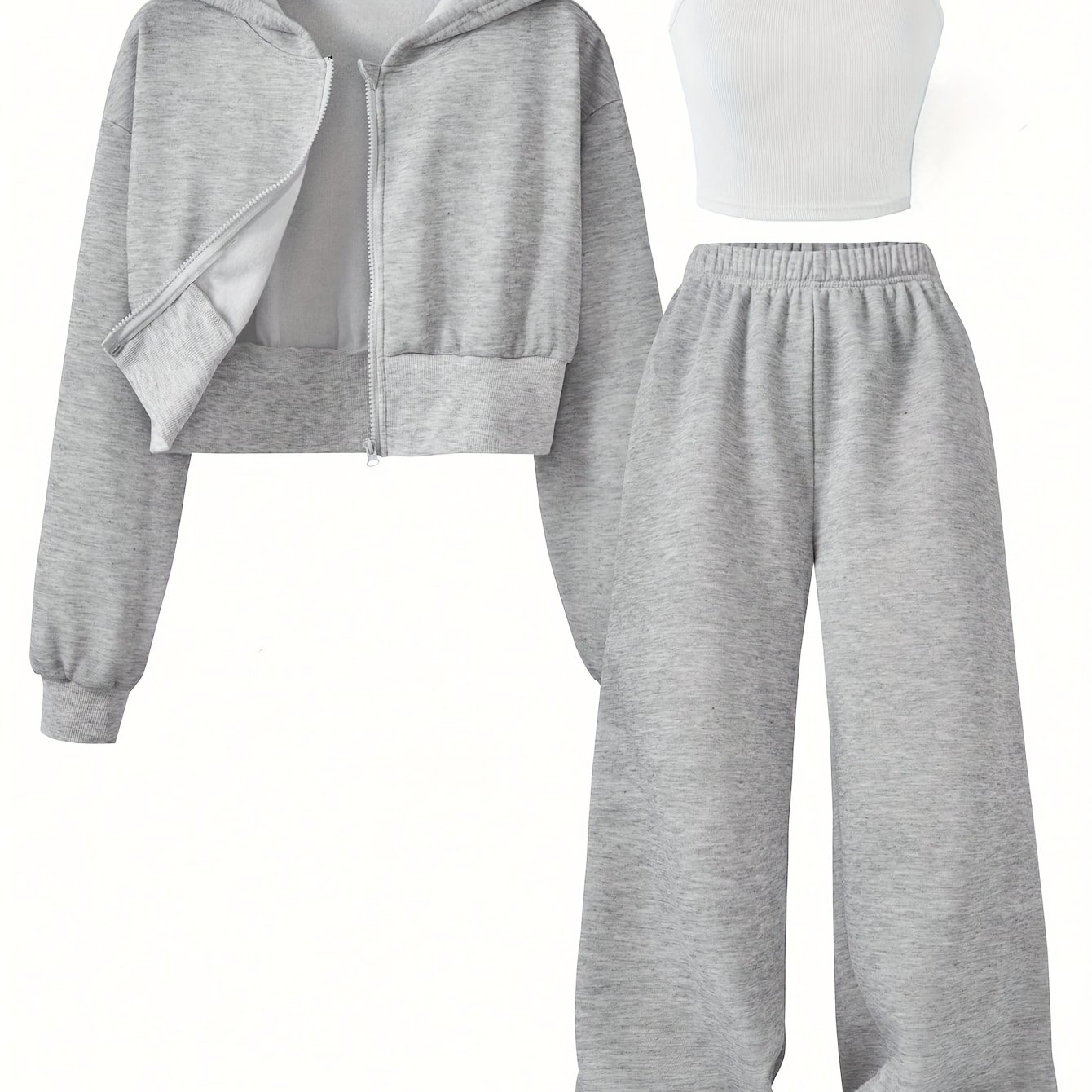 Directional Elegant Casual Hooded Jacket Women's Pants 3pcs Set