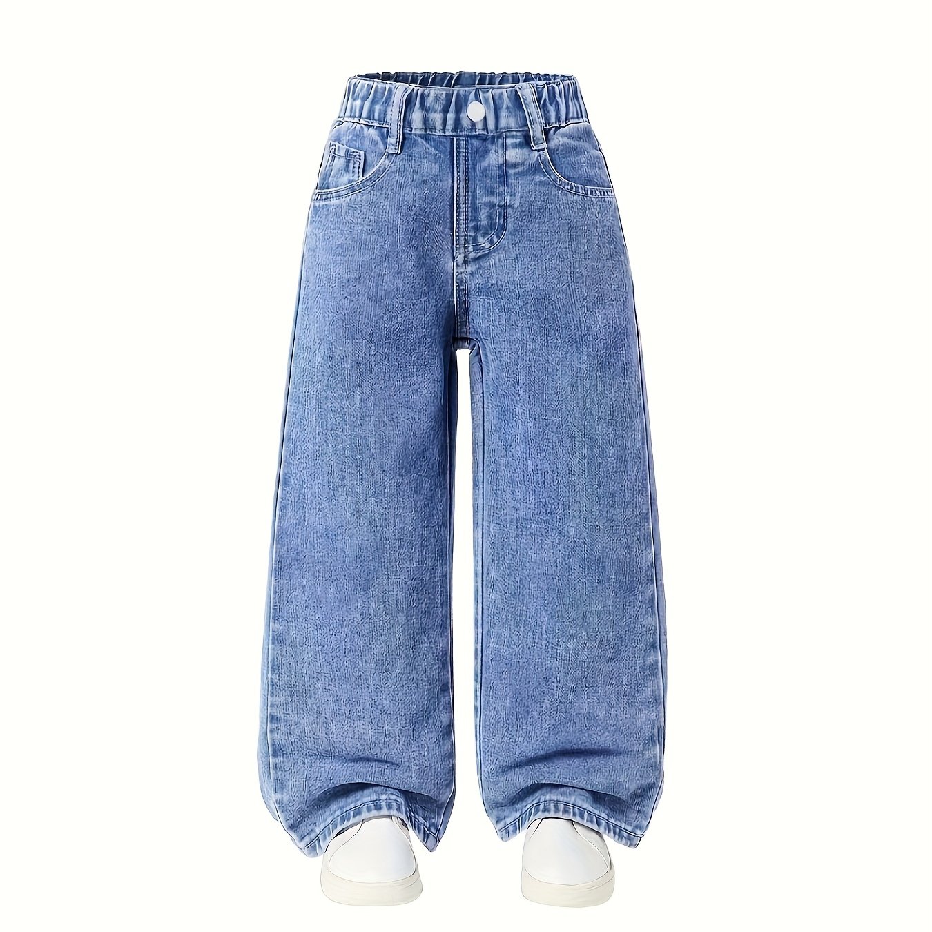 Image of Toddler Girls' Shorts, Trendy New Arrival, Loose Straight Fit, Minimalist Solid , Comfortable Breathable Slimming All-match Pants, Y2k Street Style Girly Shorts, Preppy Casual Wear, Denim Trousers