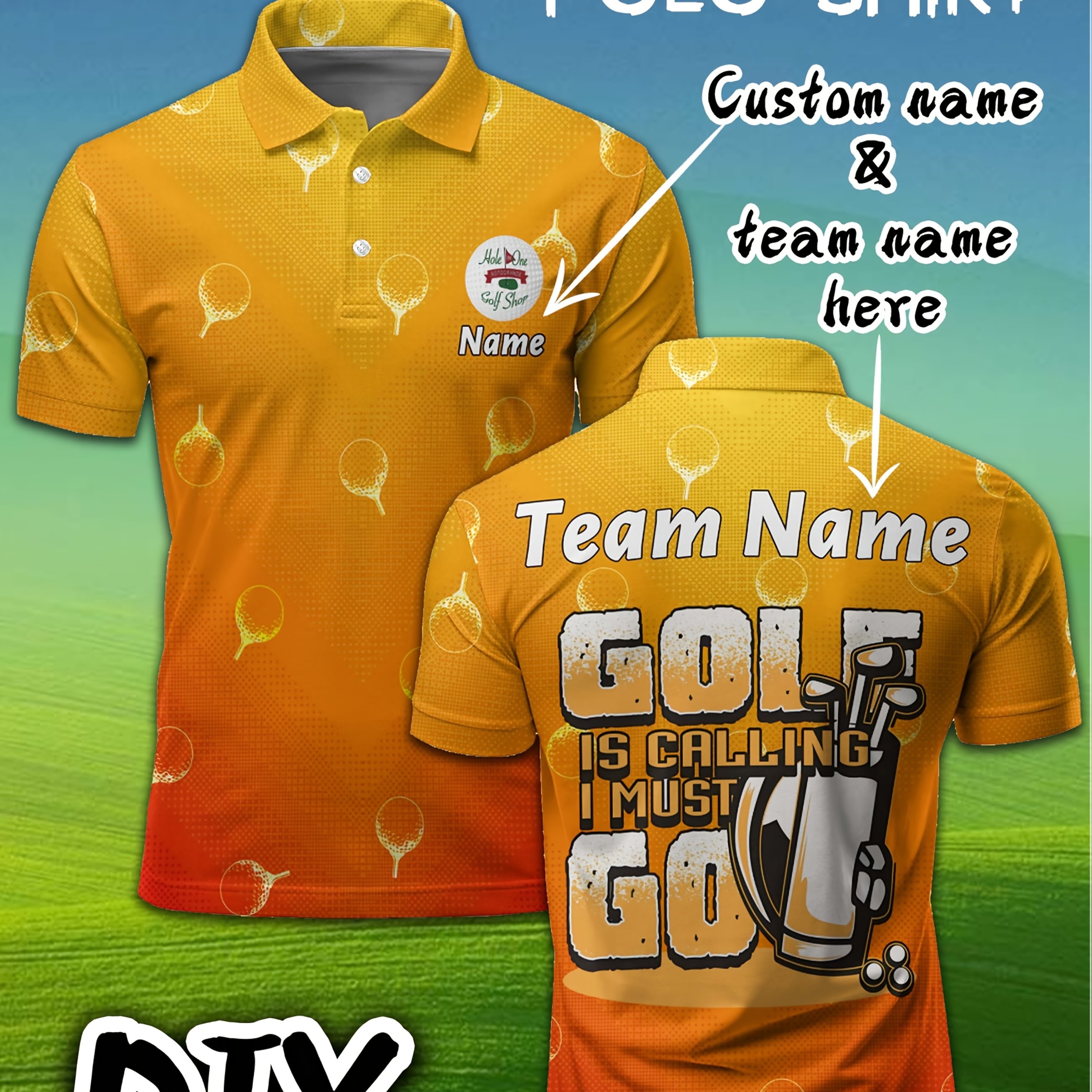 TEMU Custom Golf Shirts, Support Printing Your Name And Team Name, Lightweight And Breathable Short-sleeved Style, Sports Is Fashionable And Casual,