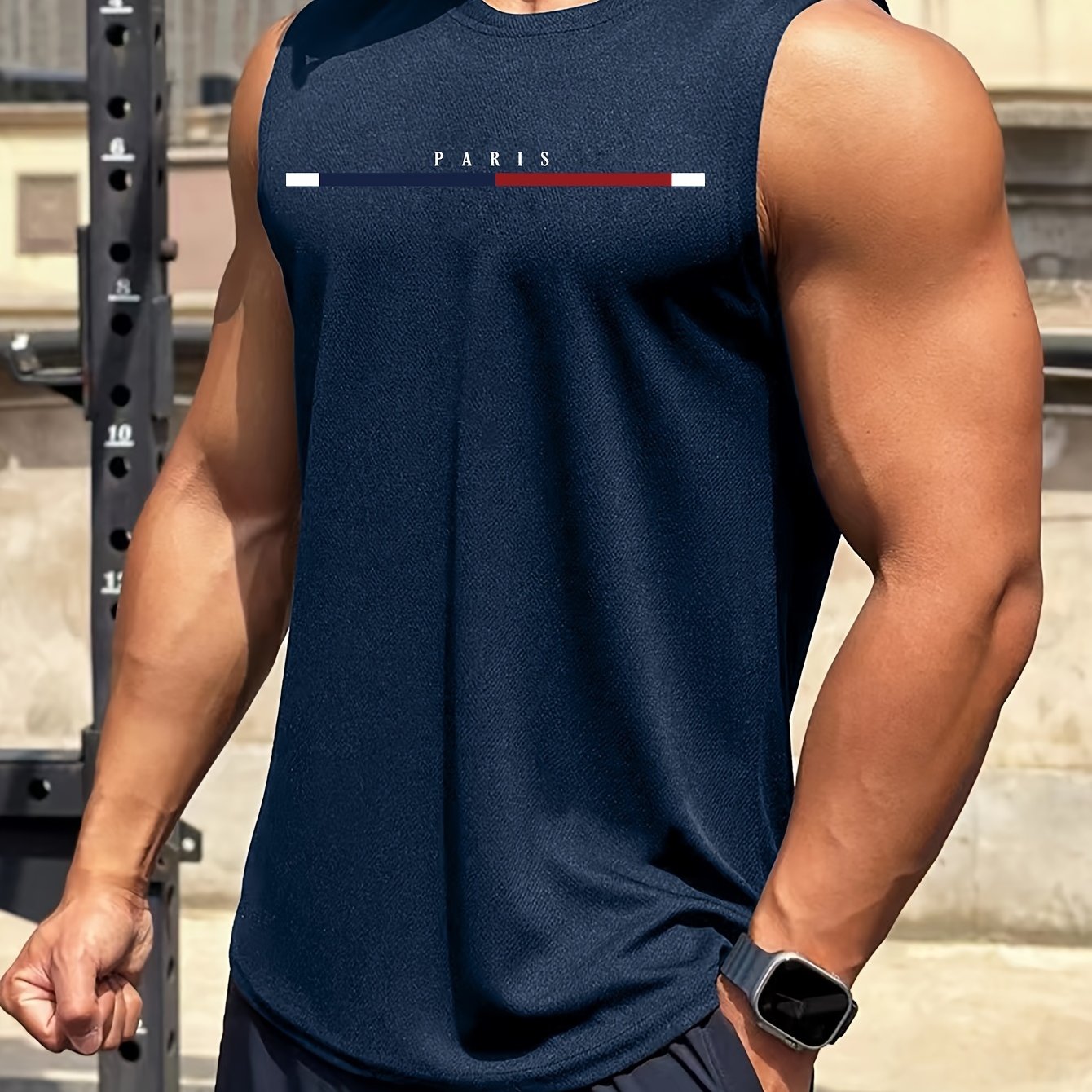 Letter Graphic Print Men's Casual Lightweight Athletic Sleeveless Tank Top, Men's Comfy Gym Training Sports Top For Summer