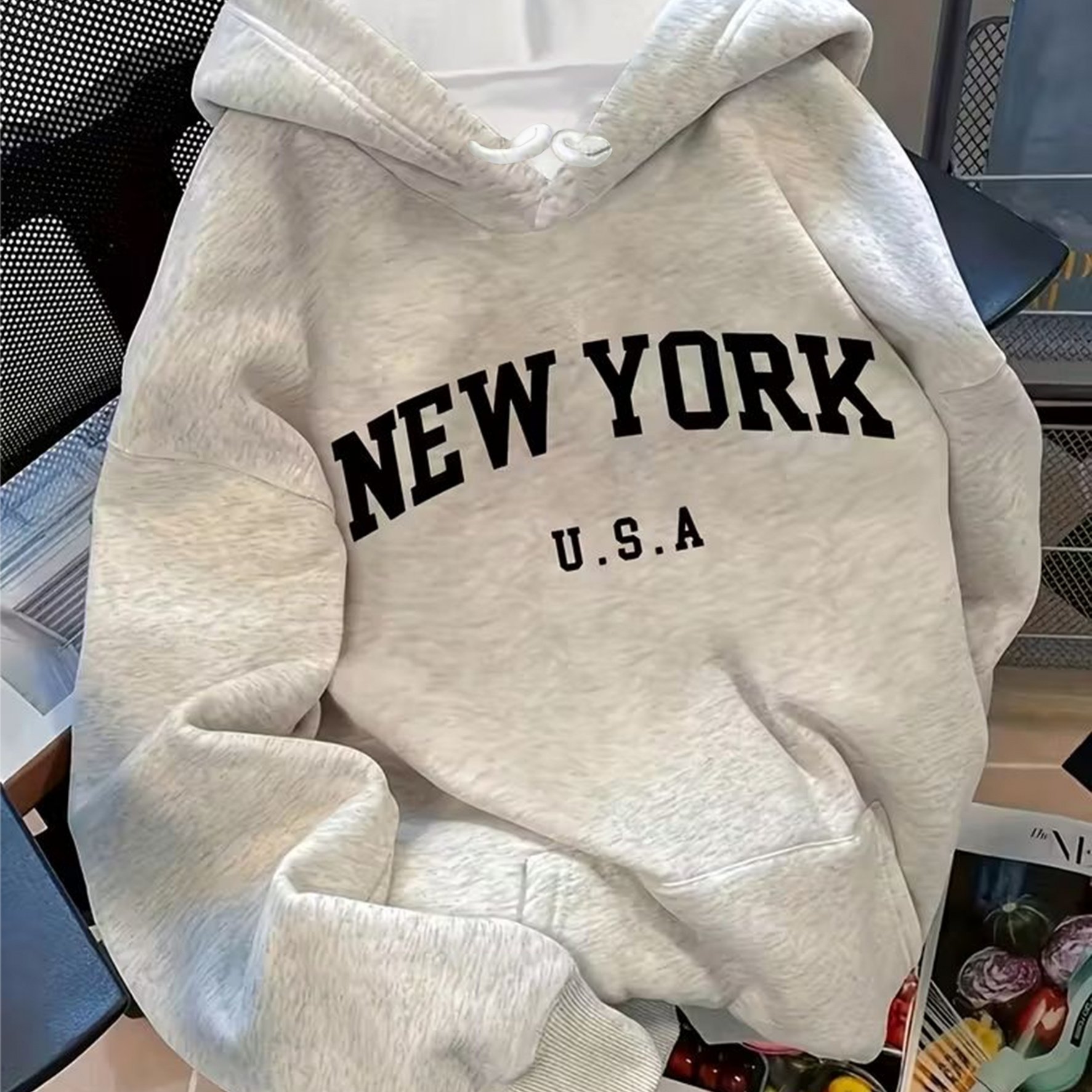 TEMU Women's Letter Print Hoodie With Design, Long-sleeve Sweatshirt