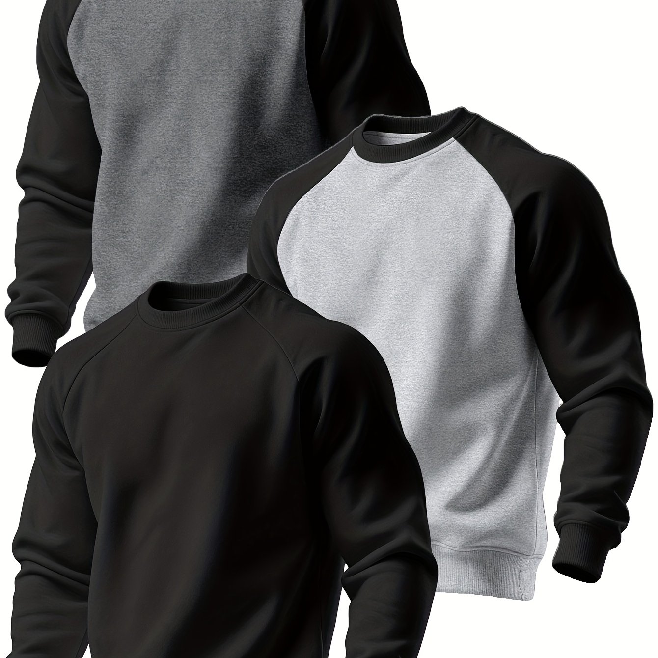 TEMU Conjunto de para hombre, otoño e invierno, cuello , larga, casual, fácil, de , sudadera gruesa y (tela cepillada de 250G), conjunto de sudaderas