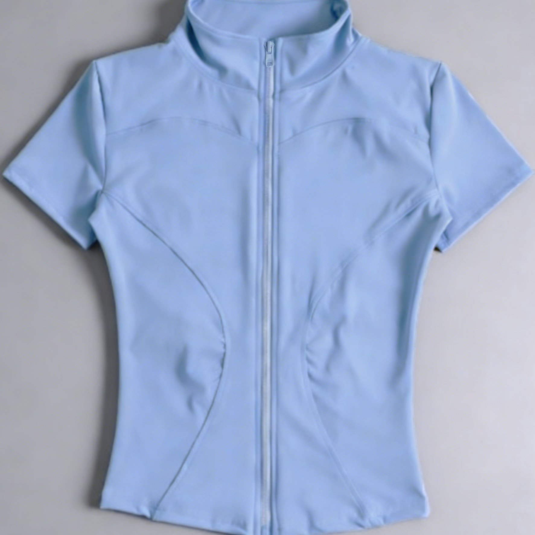 TEMU 2026 Easy Design Slim Fit Versatile Style Short Sleeve Stand Collar Zipper Top