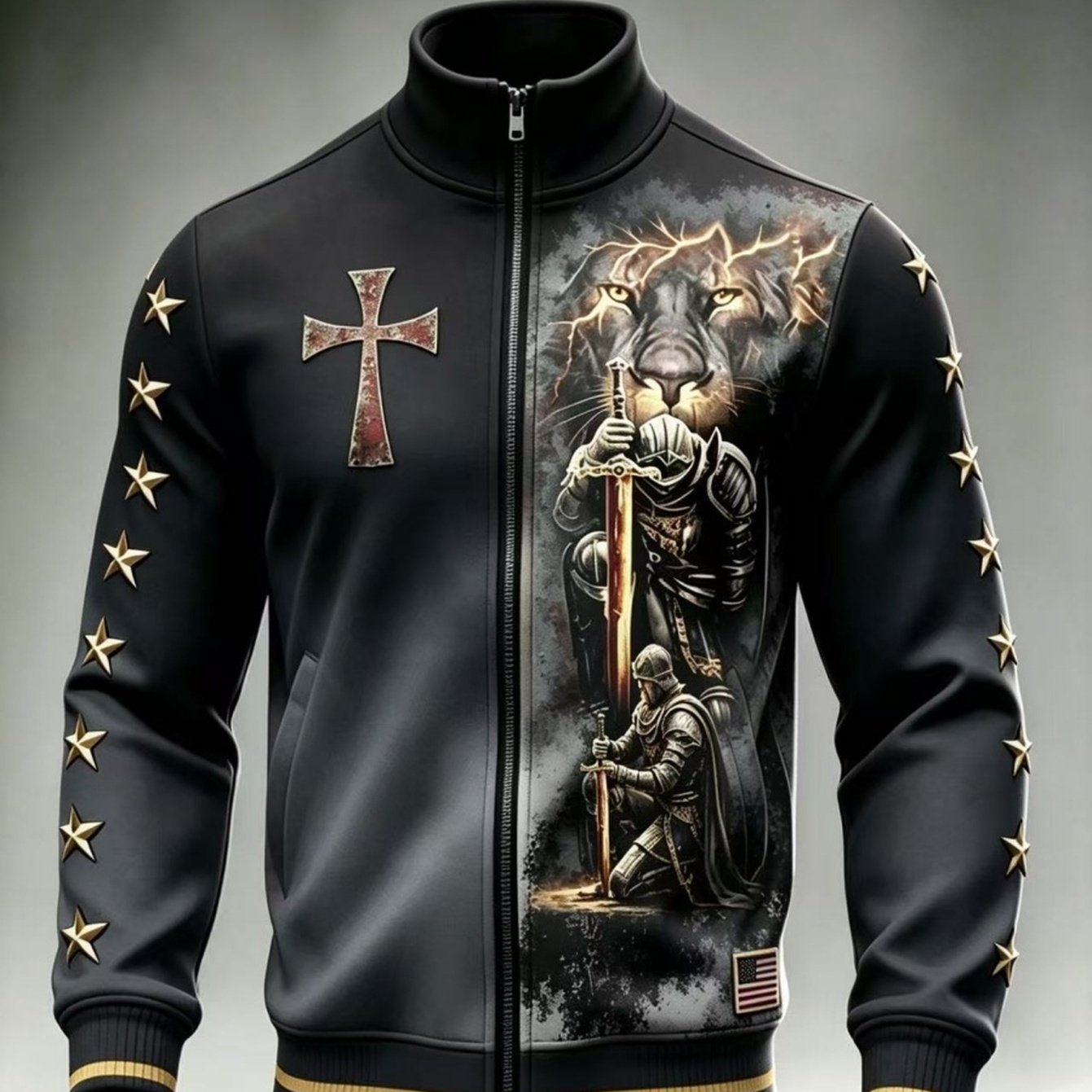 New Arrival Labeled European And American Casual Thin Zip-up Coat, Printed Jacket For Men And Autumn, Versatile Zip Jacket For Daily , Holiday Gift