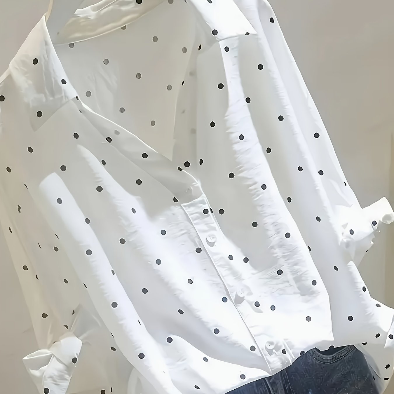 E-shop Elegantes Damen-Hemd mit Kragen in -Punkten - Leichtes, maschinenwaschbares Oberteil für Frühling, Sommer & Herbst
