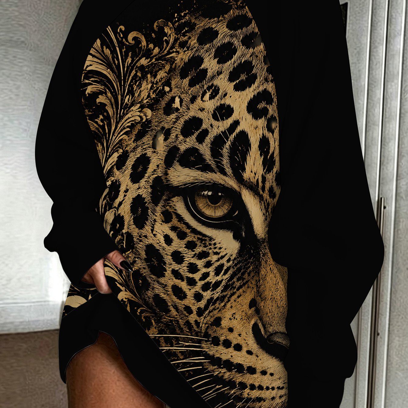 TEMU 1pc Print Women's Long Sleeve Sweatshirt, Autumn/winter Style, For Office/street/park/cafe/holiday Casual Wear - Printed Design – Not Textured