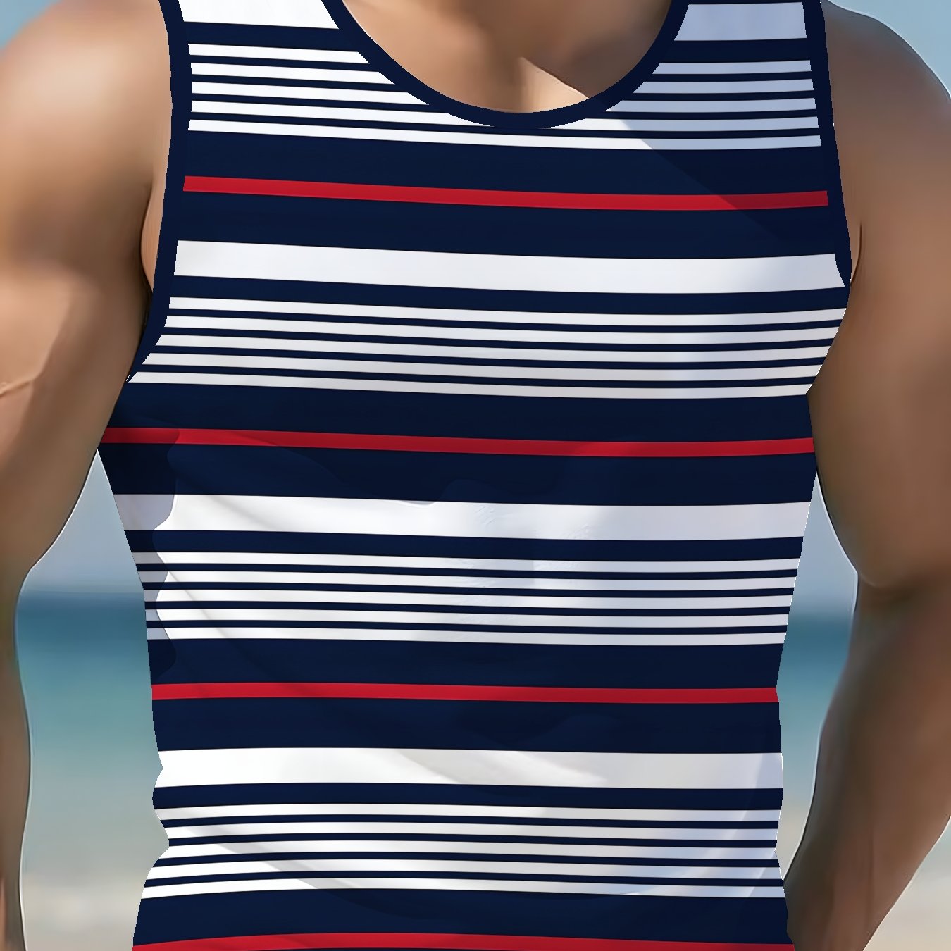 TEMU Printed Casual Sporty Outdoor Men's Sleeveless Tank Top