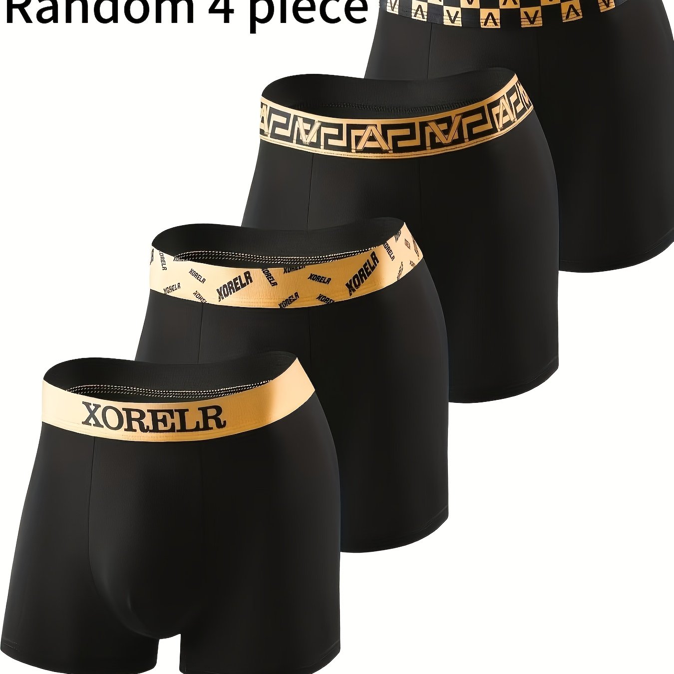TEMU 4 piezas aleatorias de ropa interior para hombre con cinturilla de , bóxer de color liso para hombre